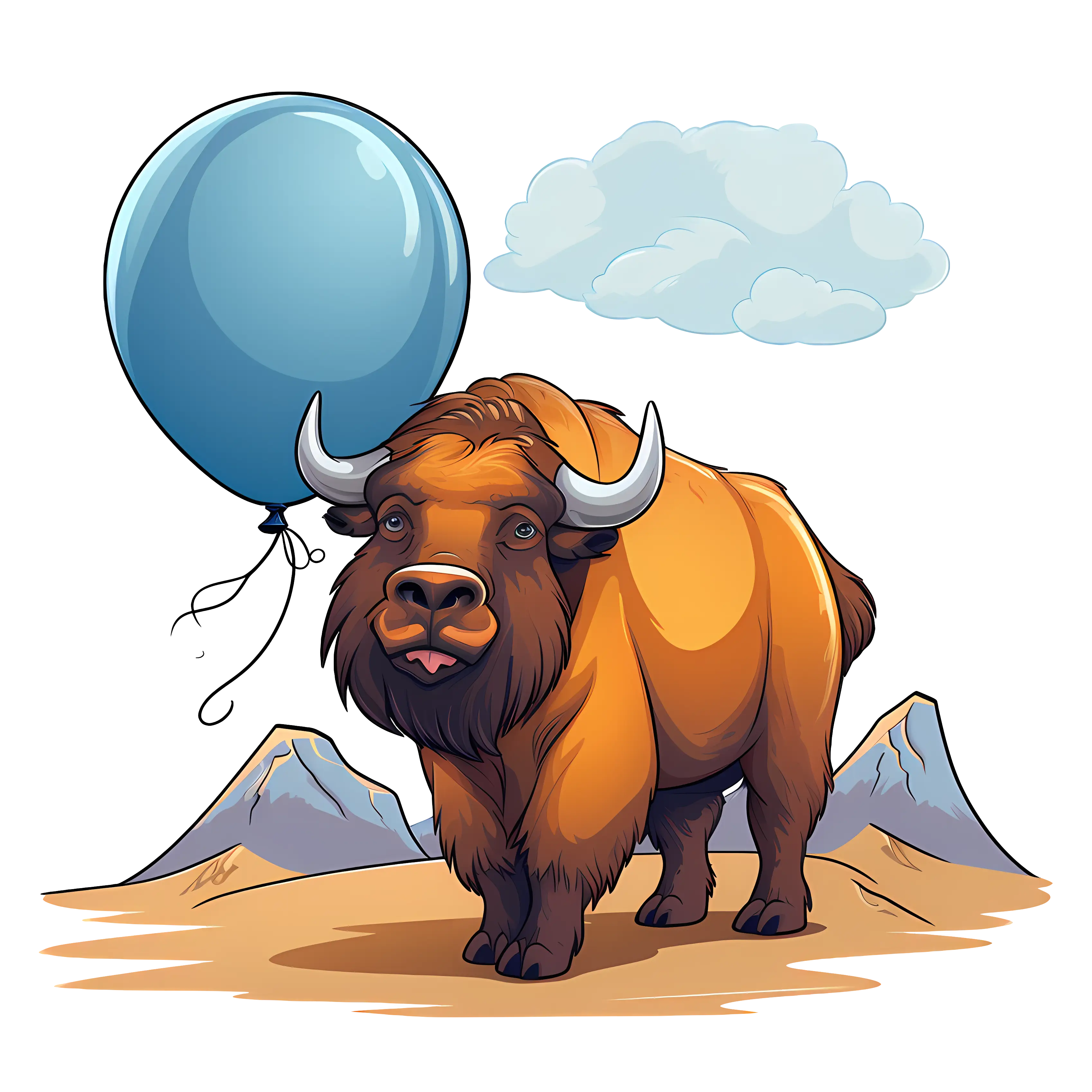 Buffalo with Blue Balloon