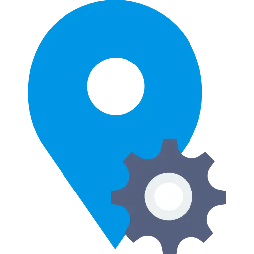 Location Pin with Gear Icon Design
