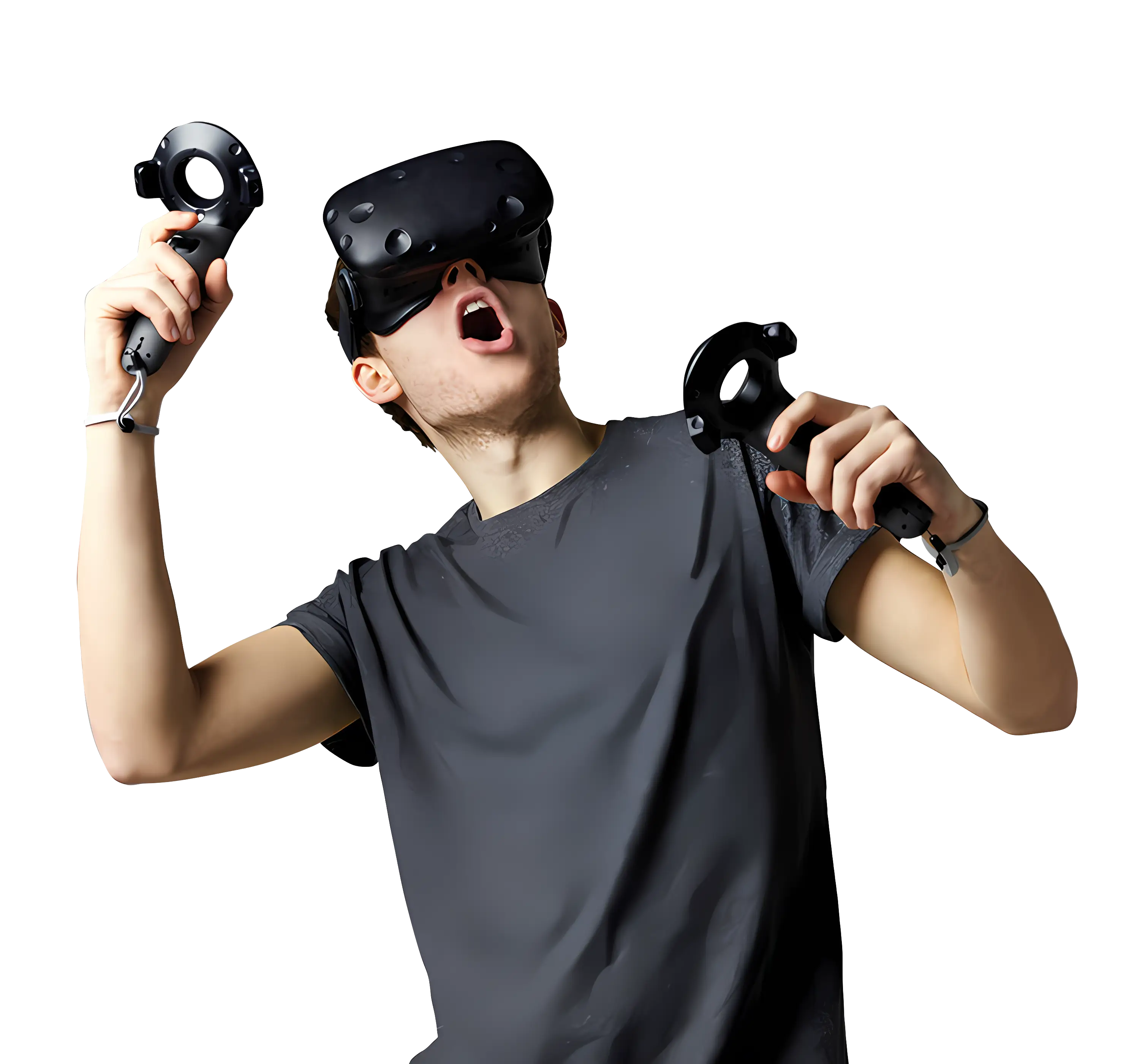 Person Immersed in Virtual Reality Gaming