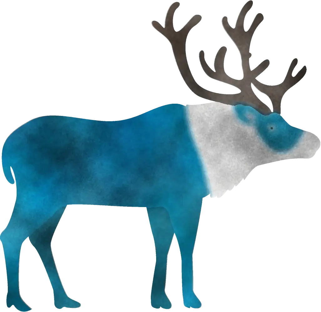 Blue reindeer with antlers illustration