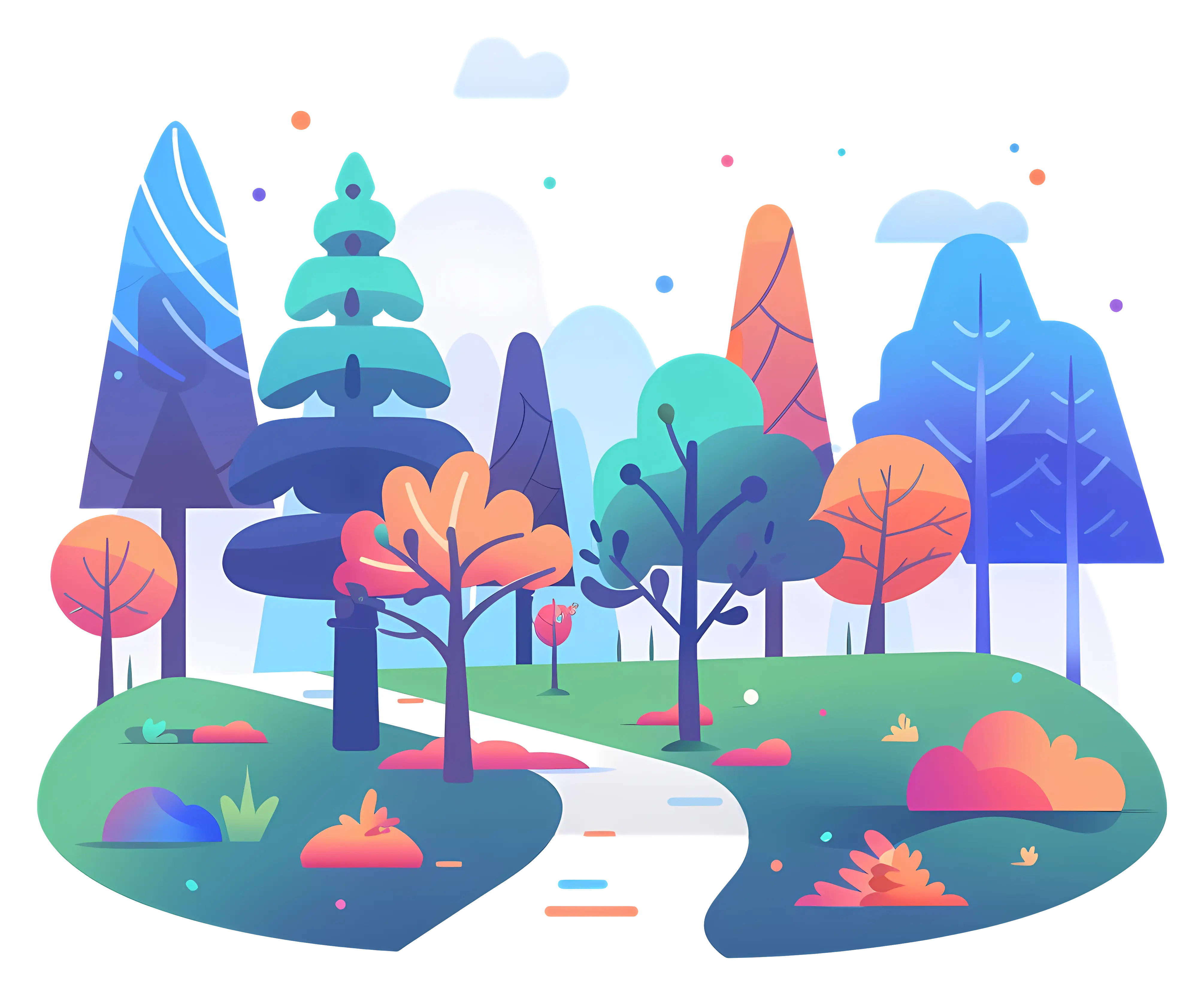 Colorful Forest Landscape Illustration