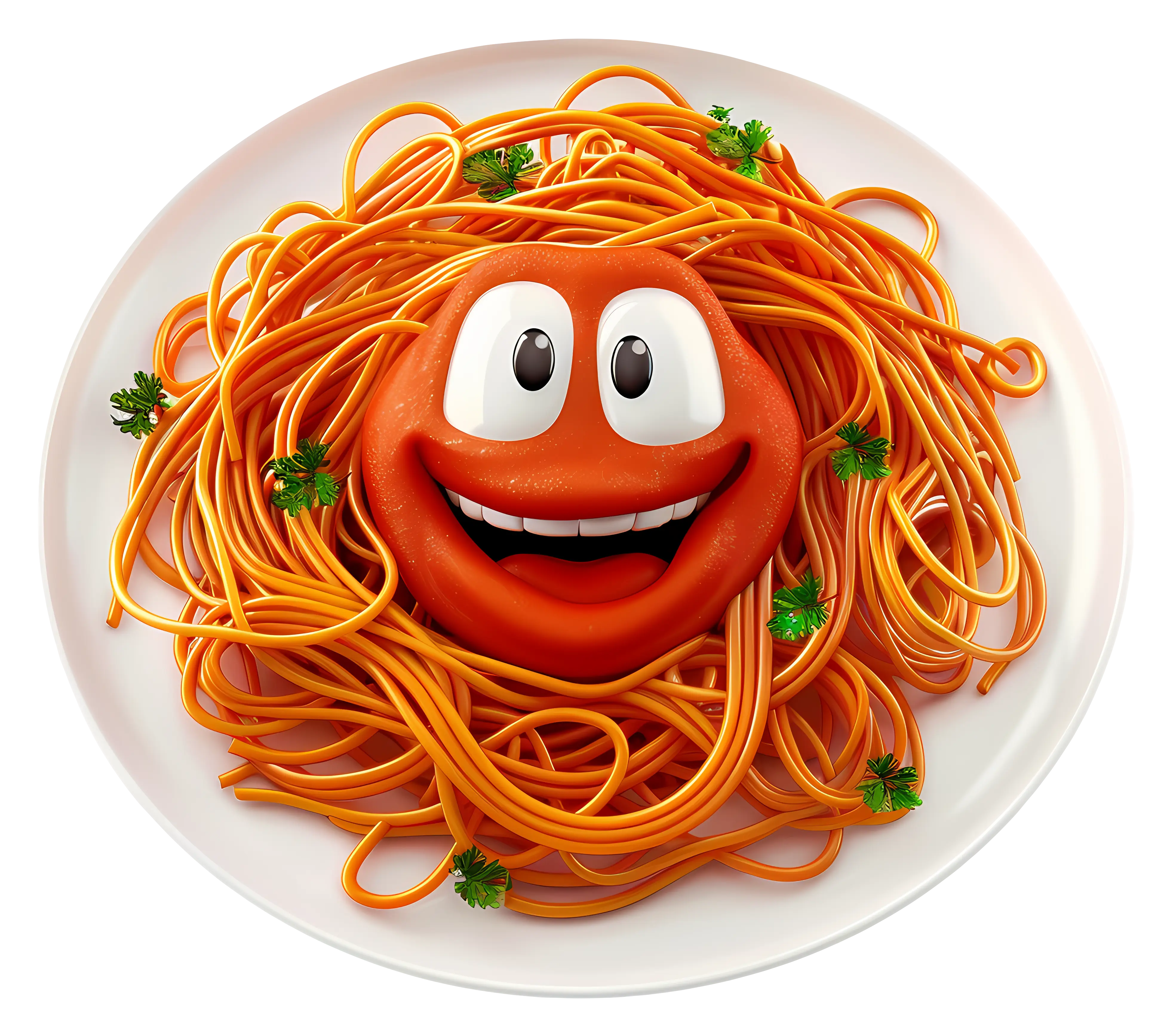 Smiling Spaghetti Face on Plate