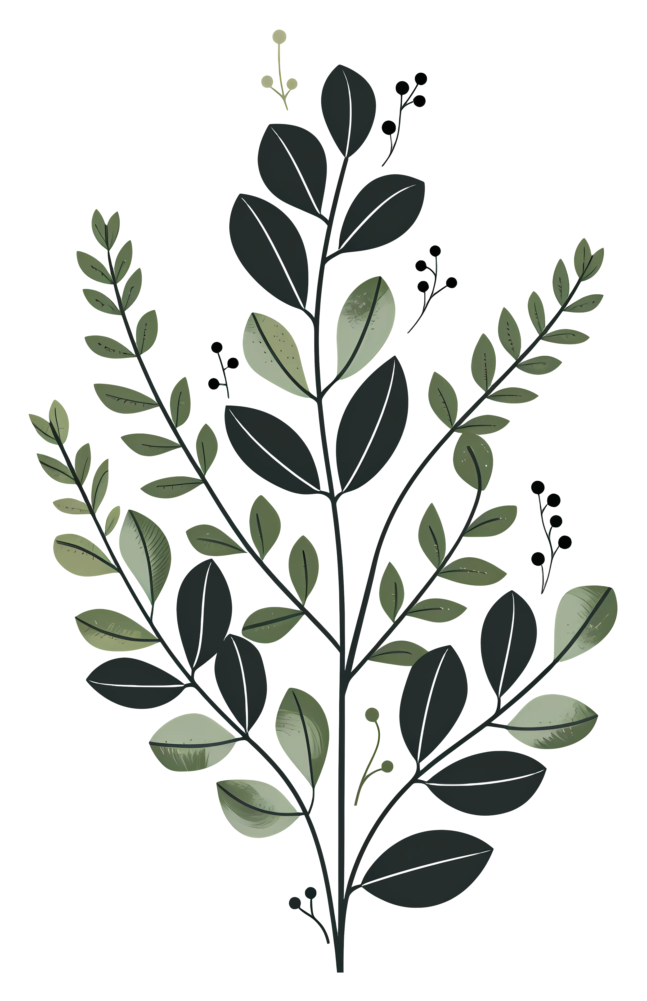 Minimalistic Green Foliage Illustration