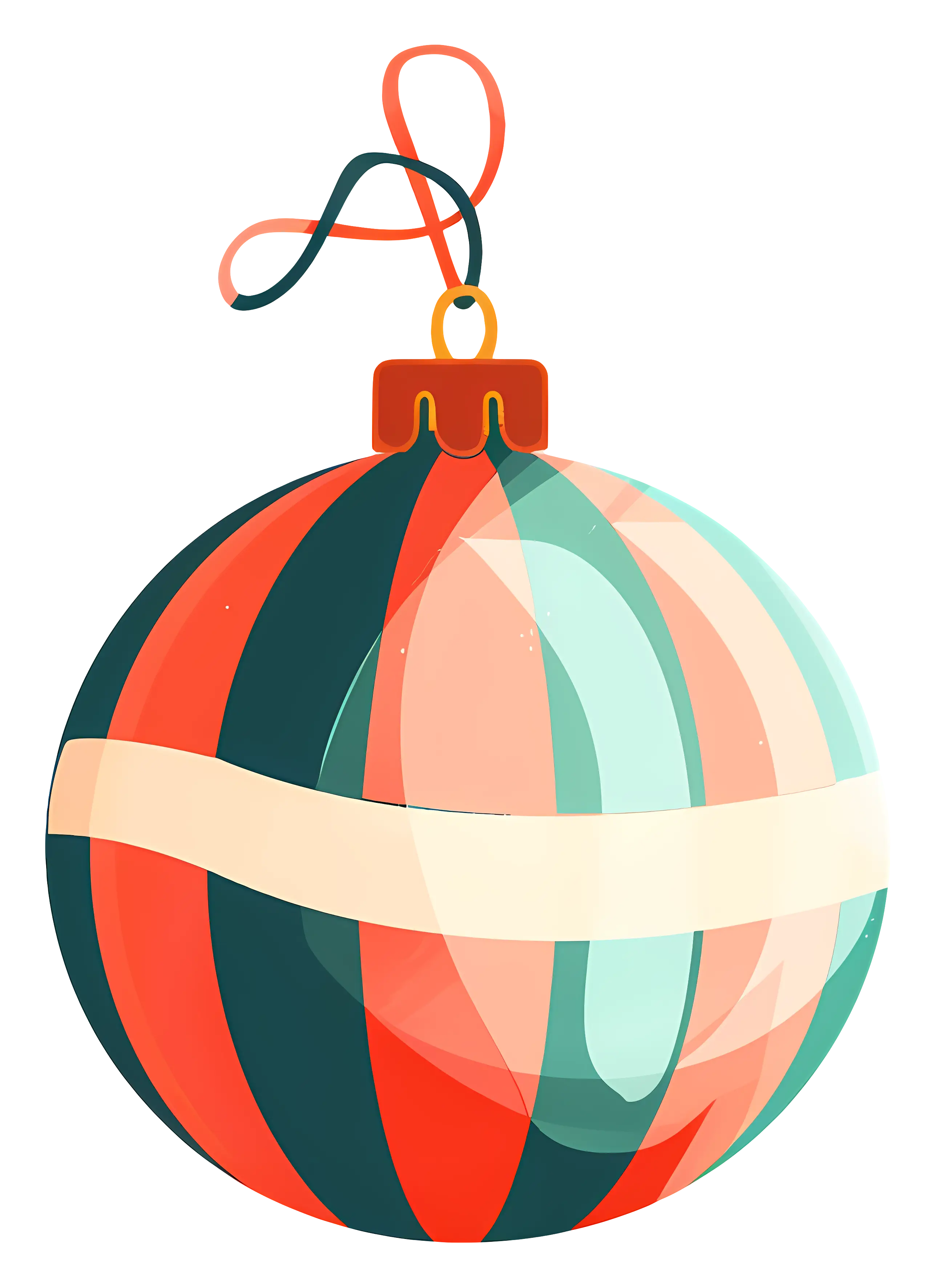 Striped Christmas Ornament Ball with Shiny Finish