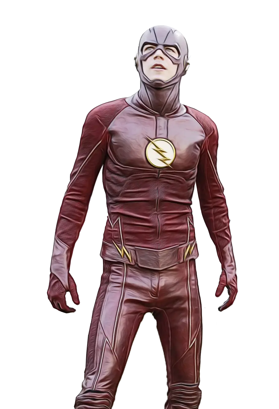 Red Superhero Costume Illustration in Action Pose