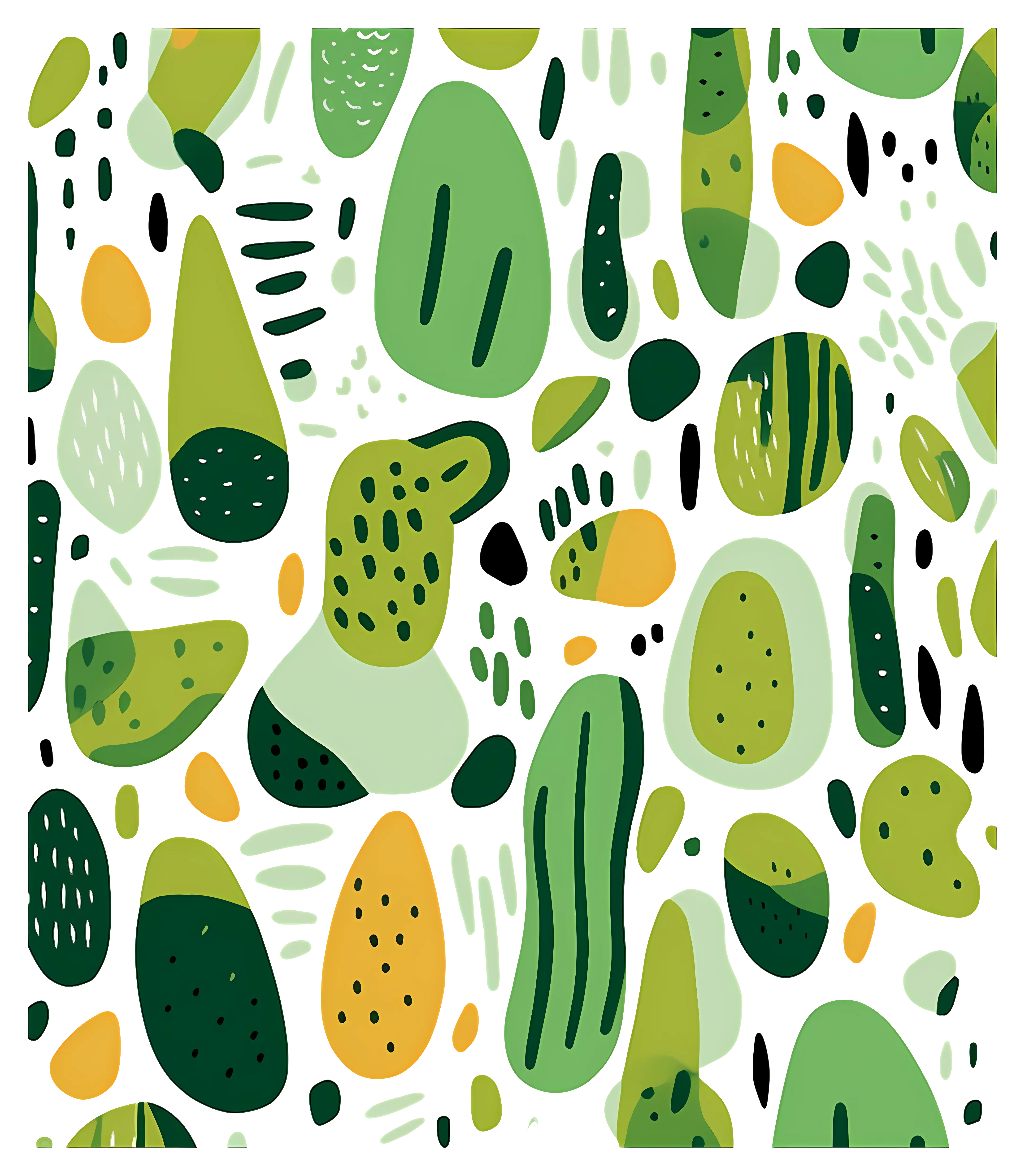 Botanical Abstract Pattern with Green Shapes