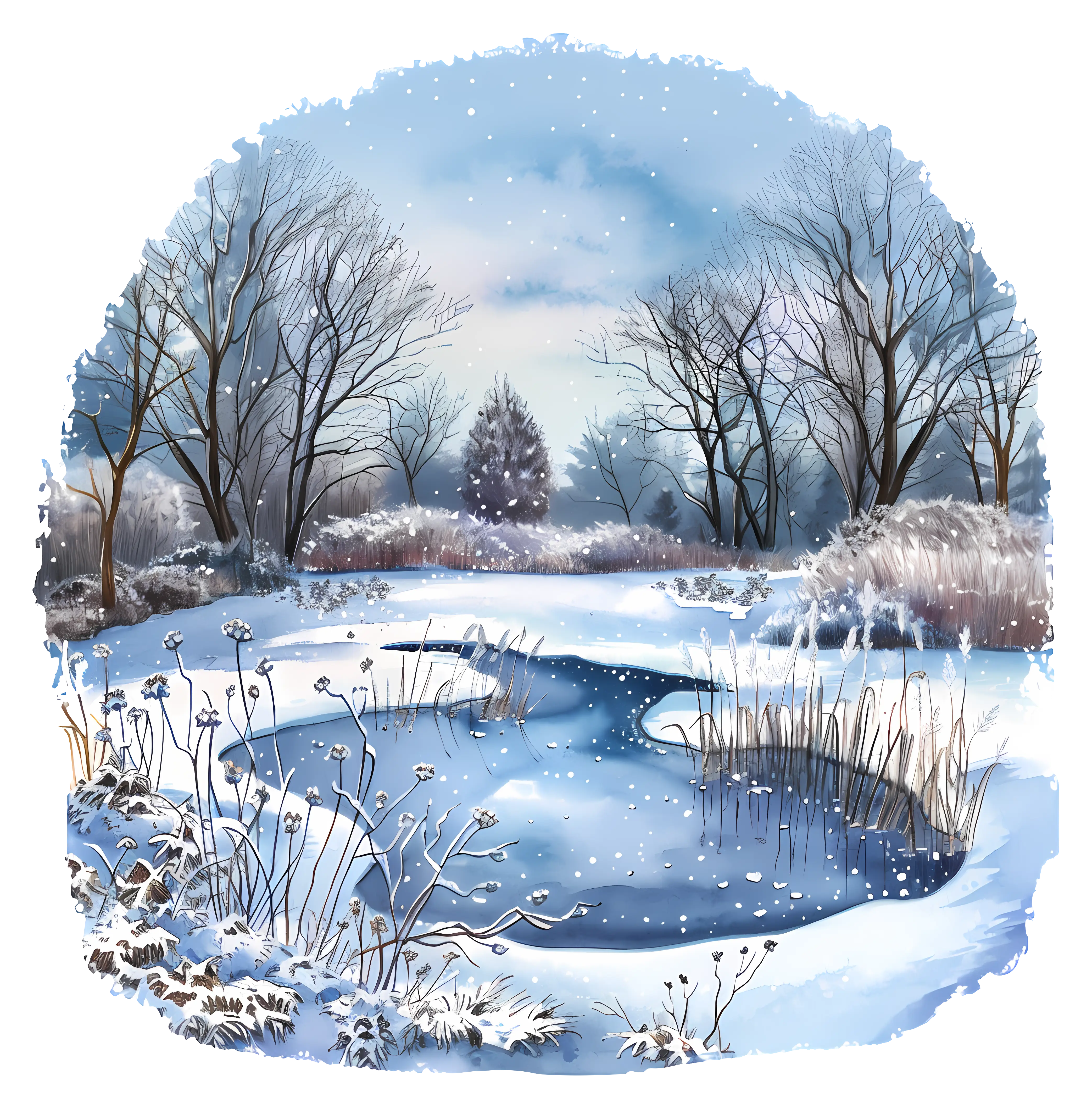 Serene Winter Snowy Landscape in Nature
