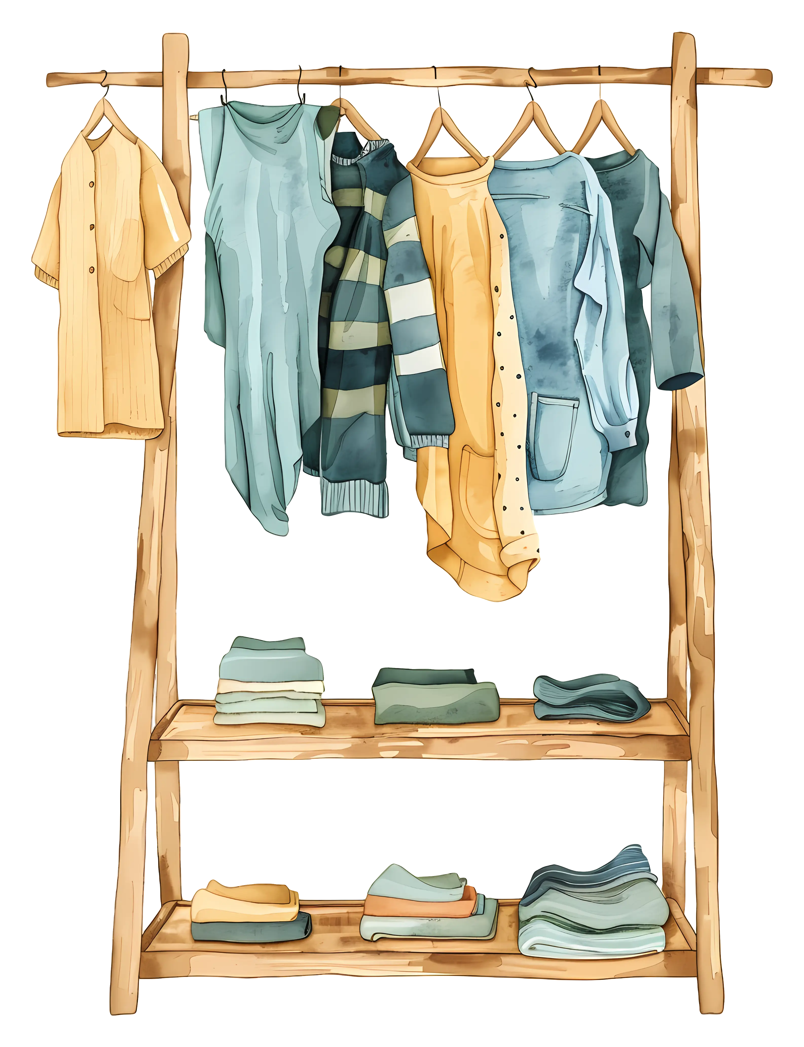 Organized Wardrobe with Clothes