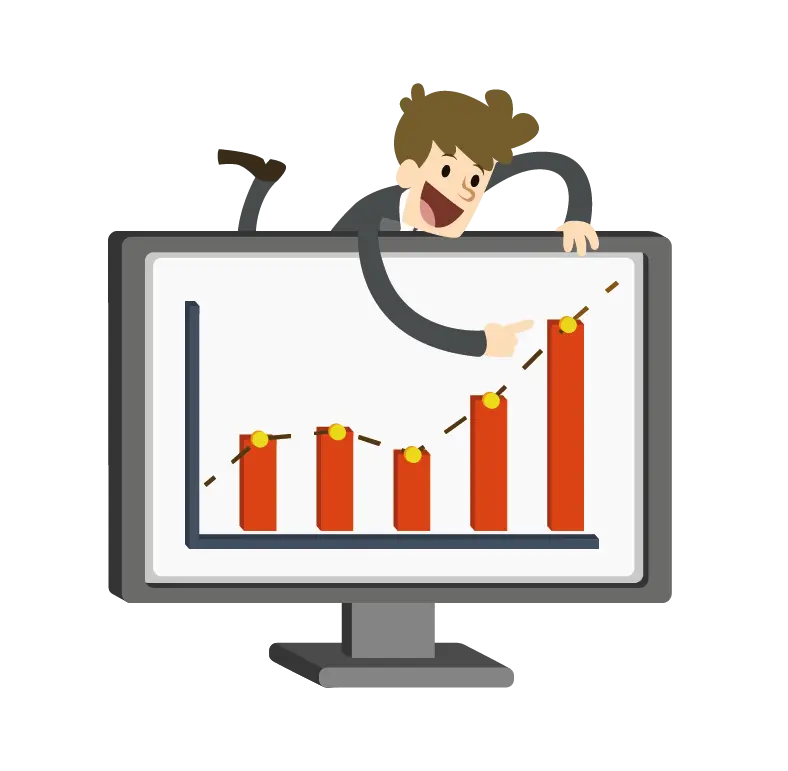 Cartoon of Growing Business Chart