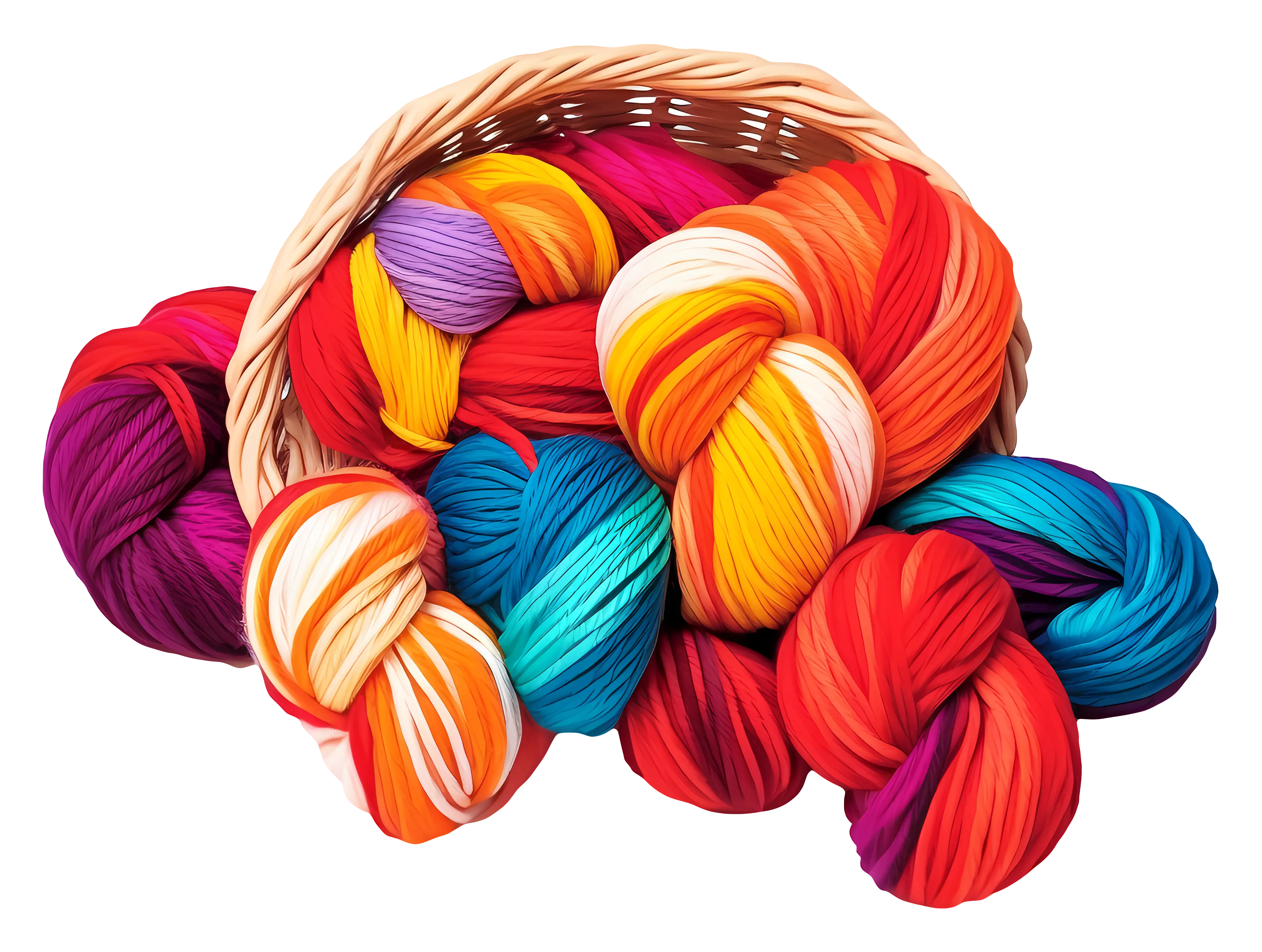 Overflowing Basket of Colorful Yarn