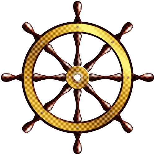 Wooden Nautical Ship Steering Wheel Illustration