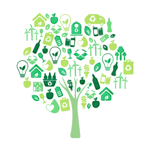 Green Tree with Eco Icons