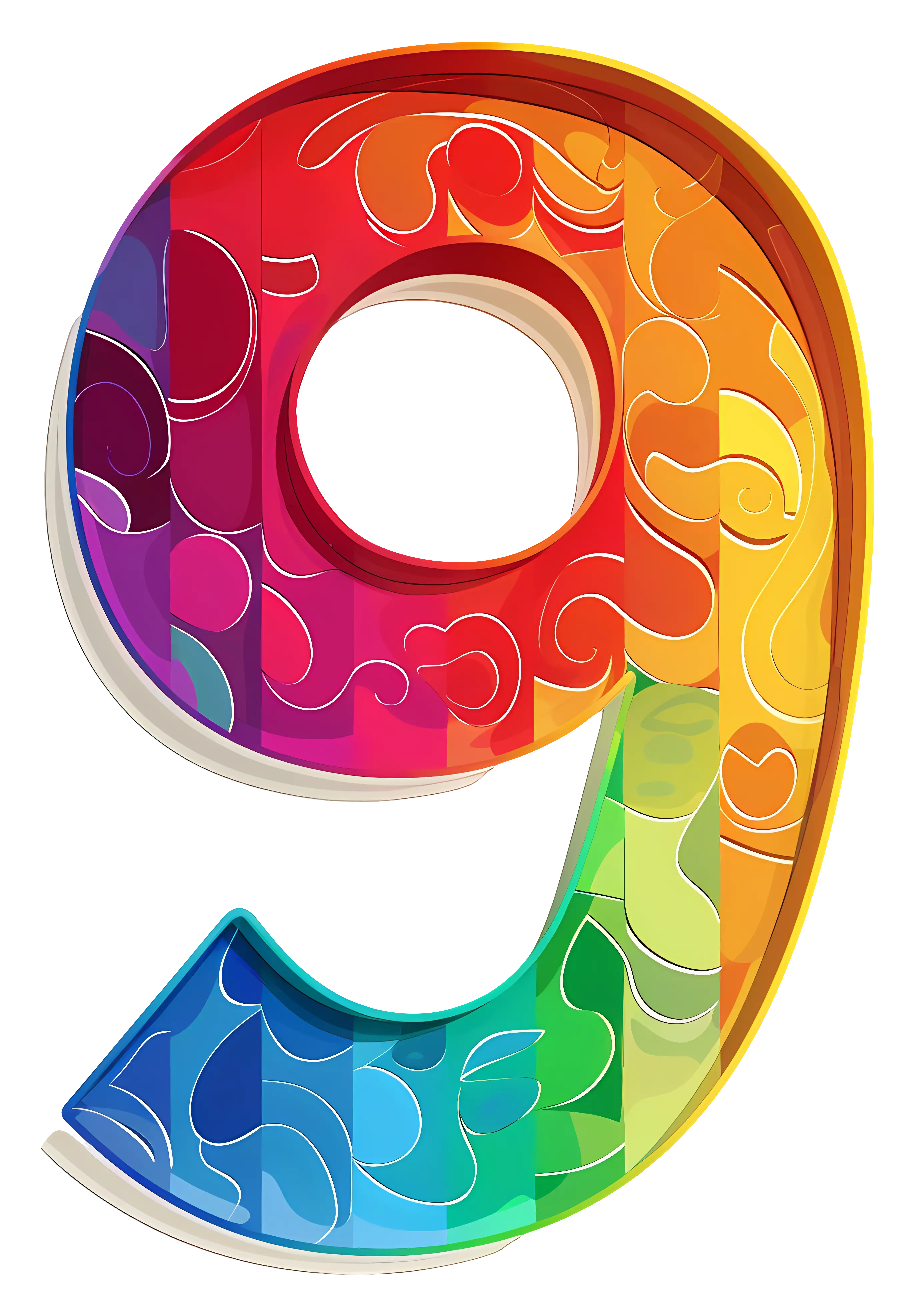 Colorful Number Nine Art Design