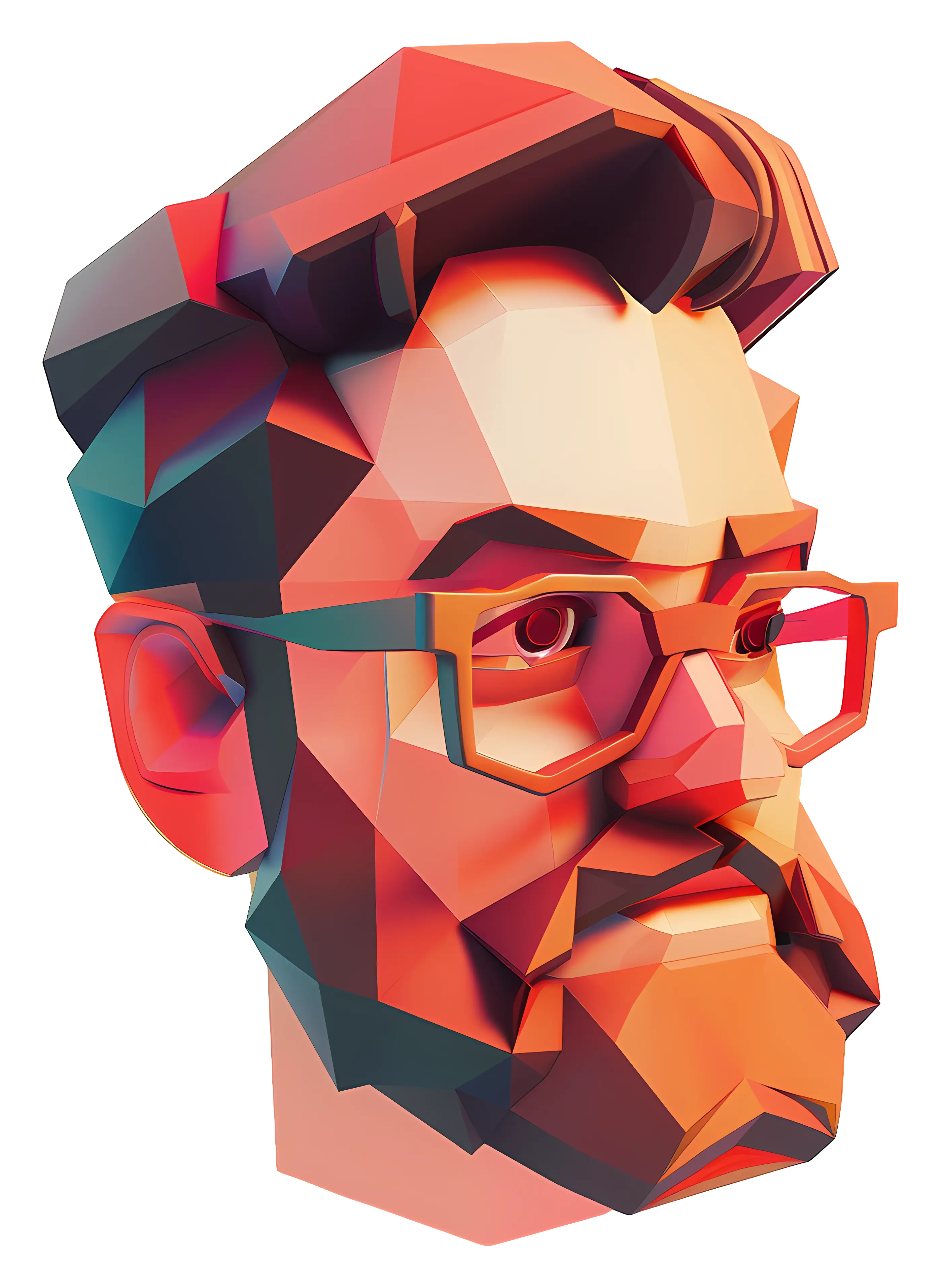 Colorful Geometric Face with Glasses