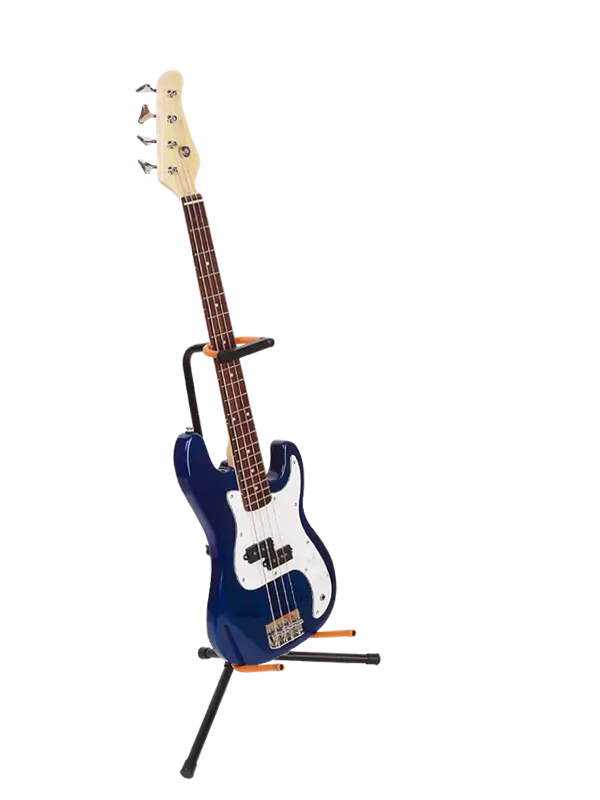 Blue Bass Guitar on Stand