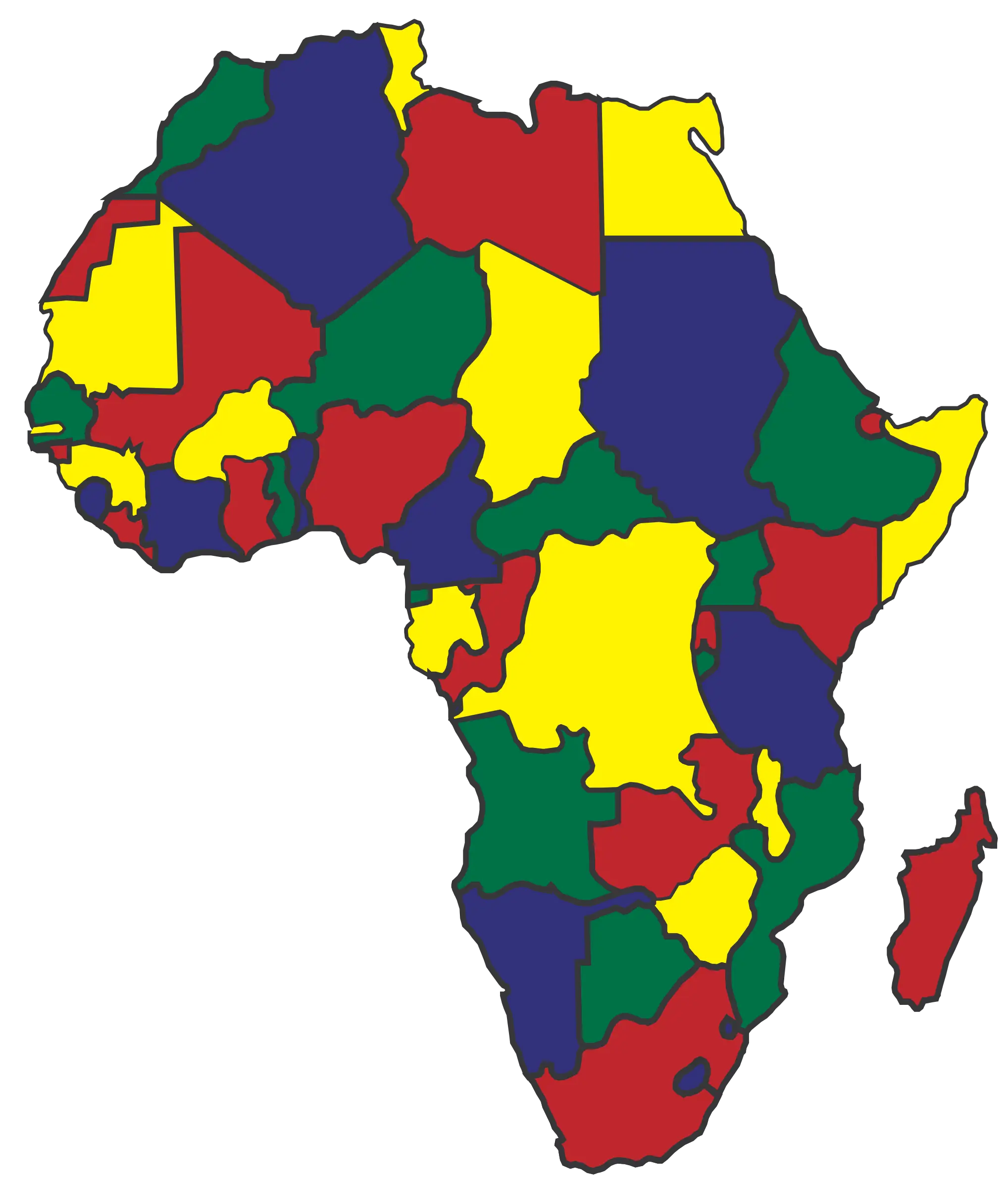 Color-coded Map of Africa with Boundaries