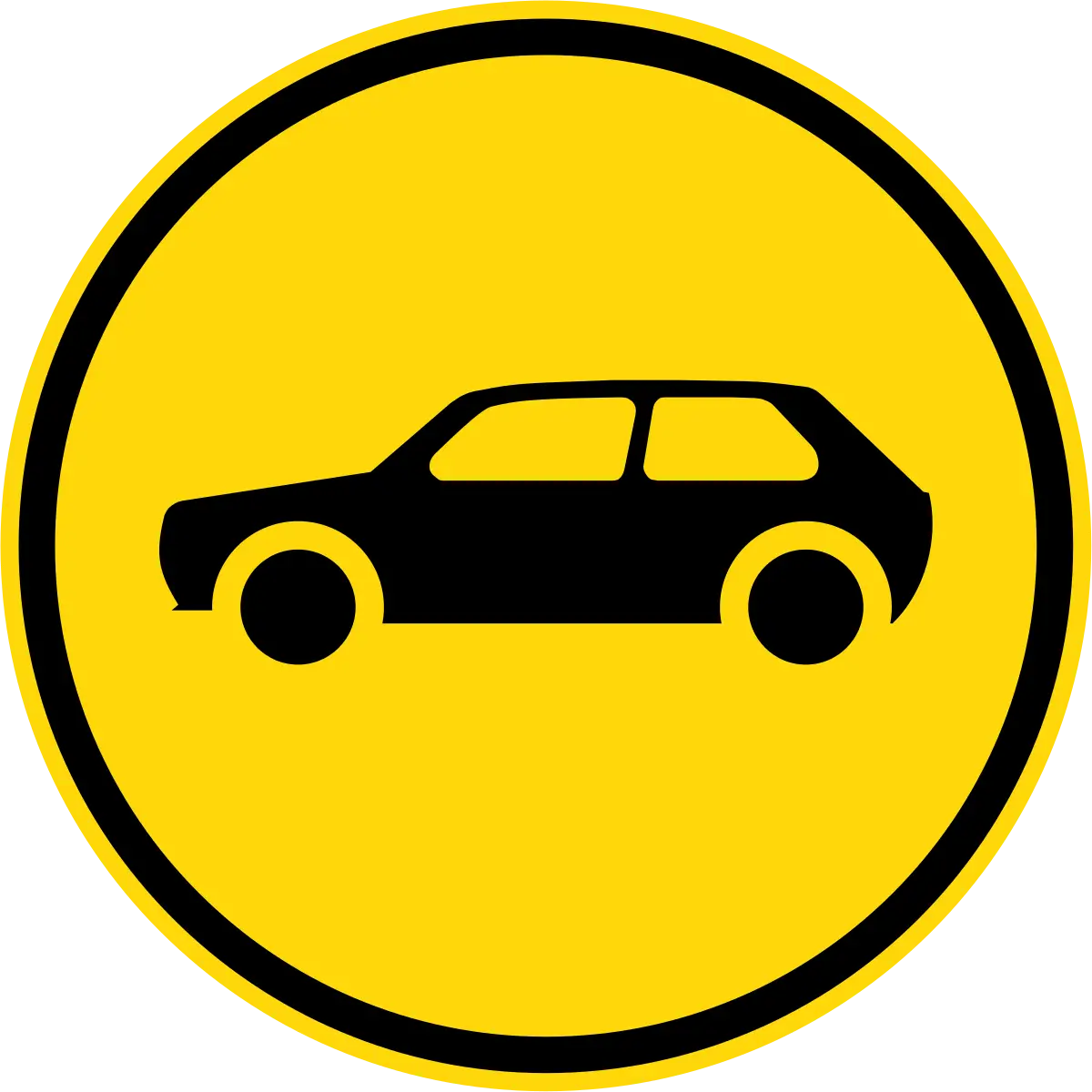 Yellow Circle Car Icon for Road Sign