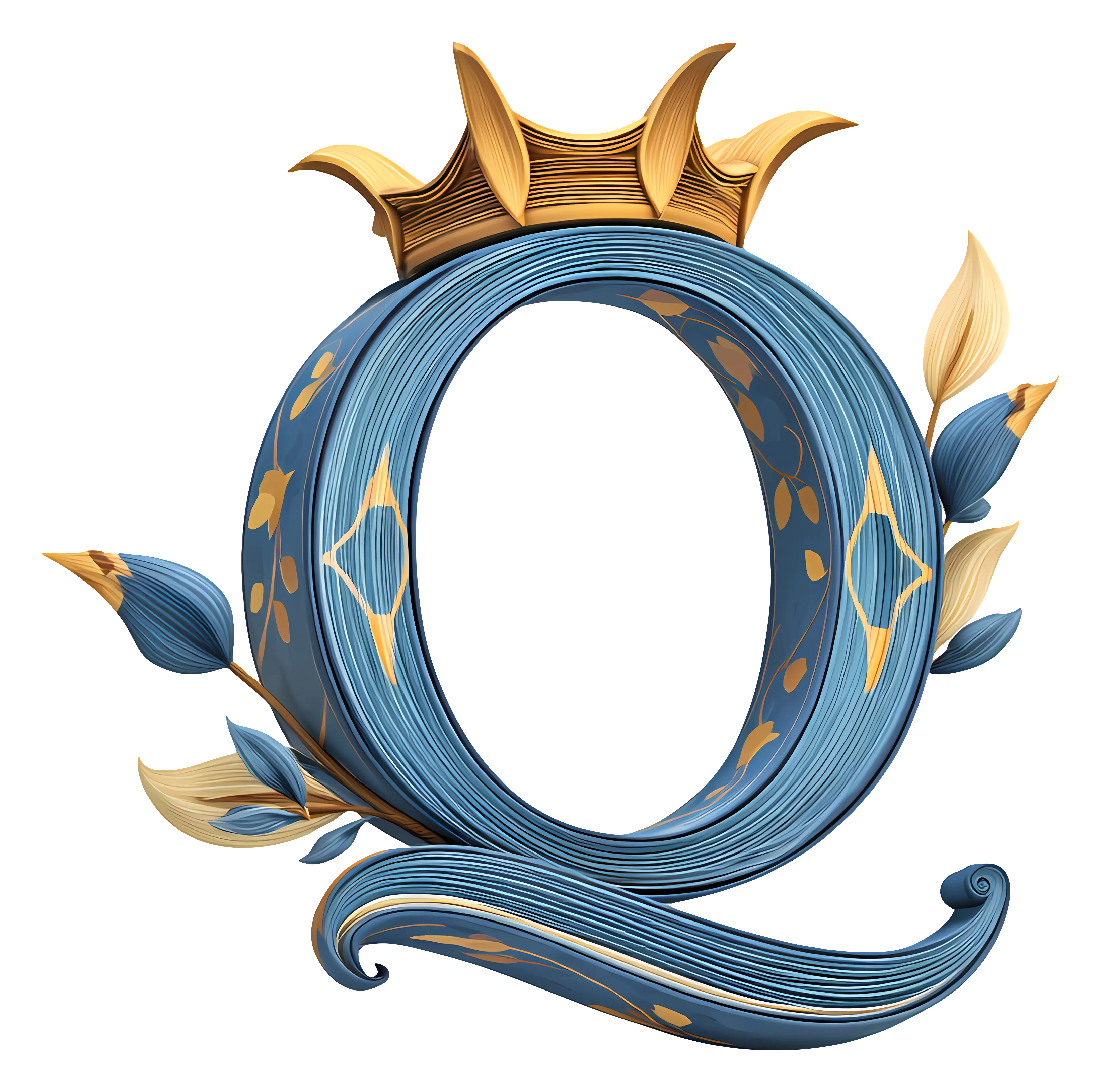 Decorative Letter Q with Crown