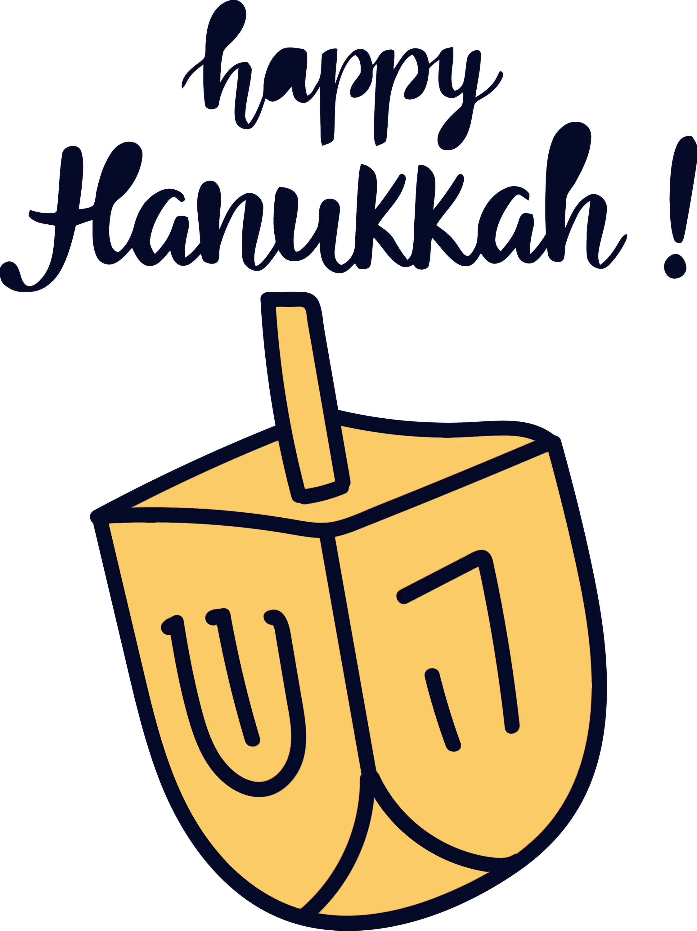 Yellow Dreidel with Happy Hanukkah Message