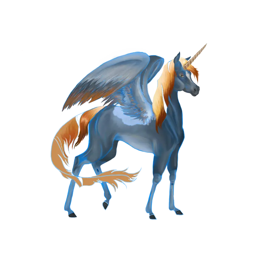 Blue Unicorn Pegasus with Wings