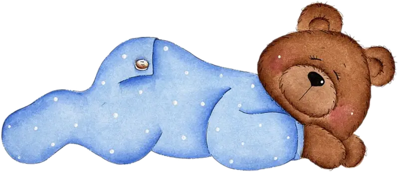 Sleeping Teddy Bear in Blue Pajamas