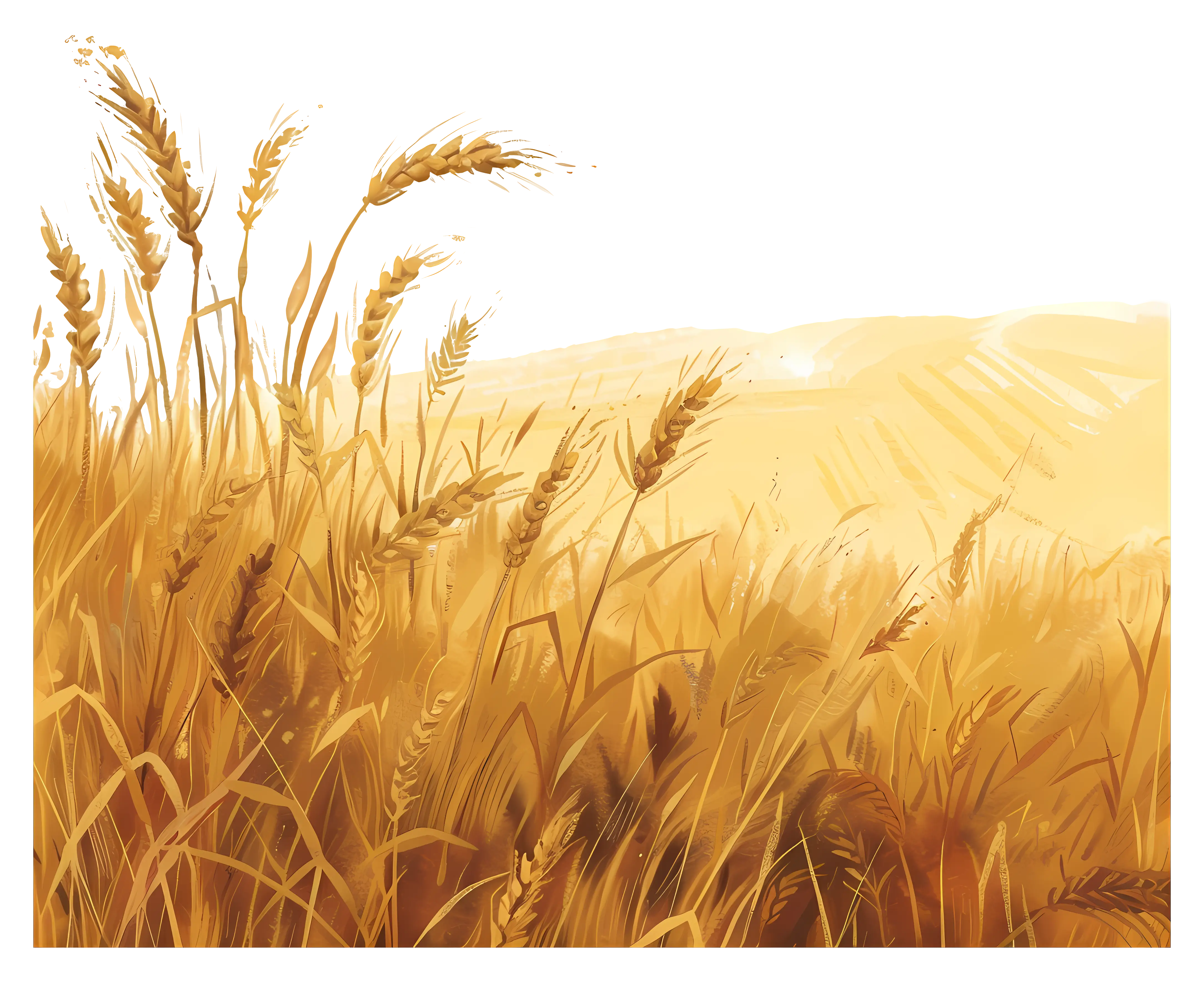 Golden Wheat Field with Sunset