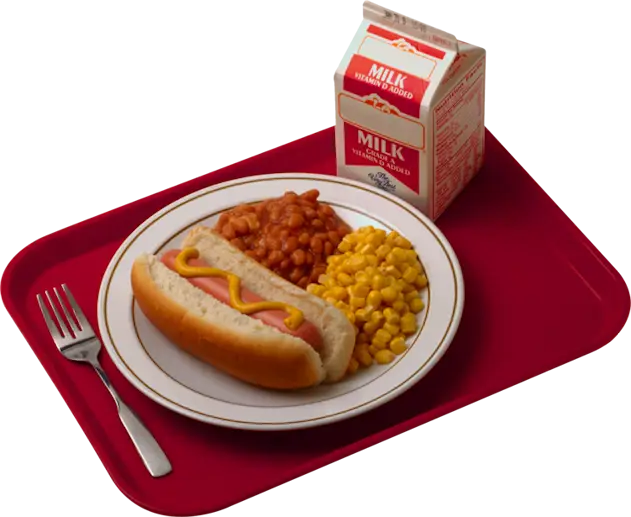 Plate of School Lunch on Tray