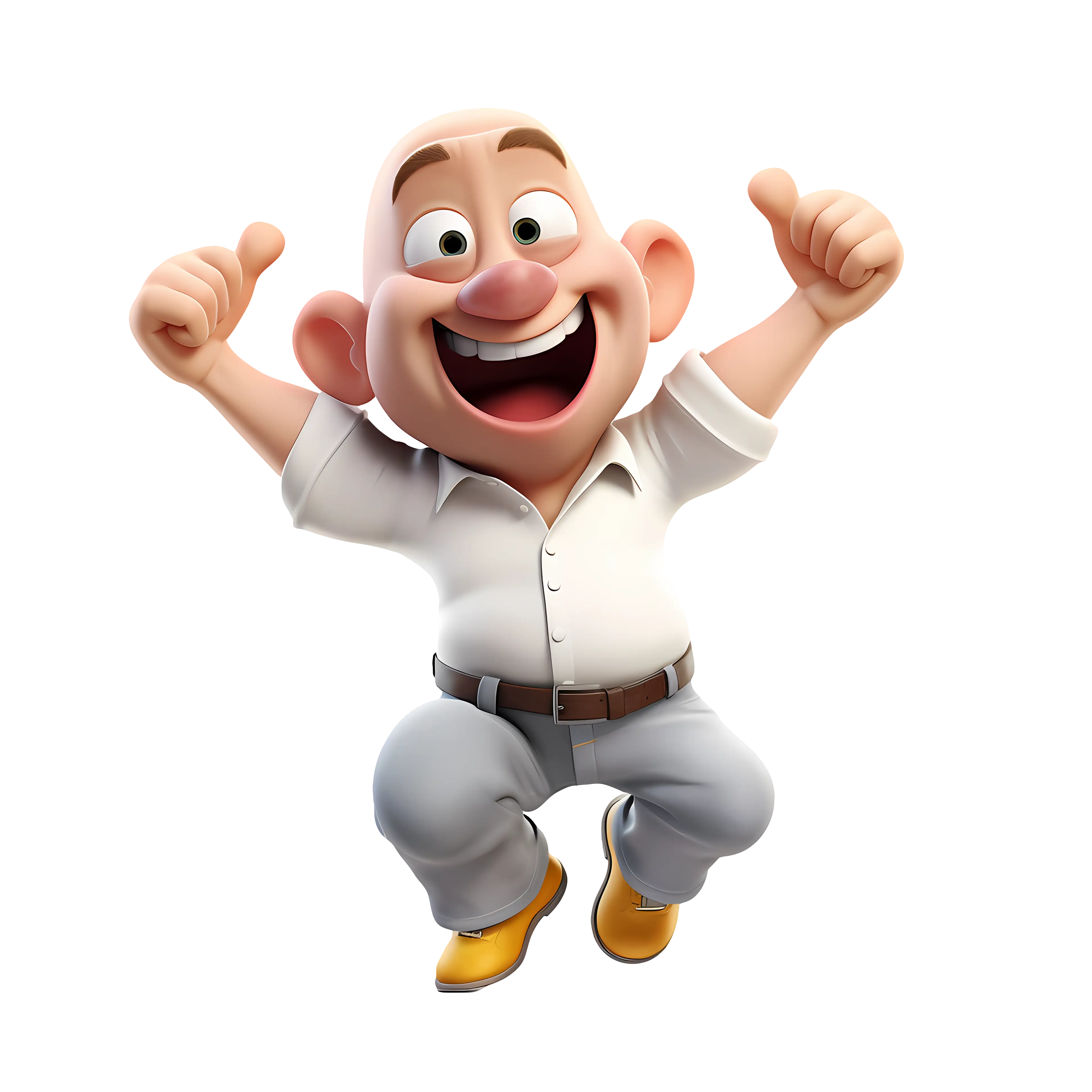Happy Bald Man Cartoon Character