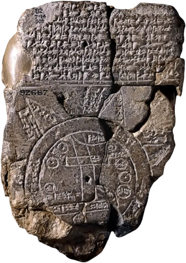 Ancient Tablet with Cuneiform and Map
