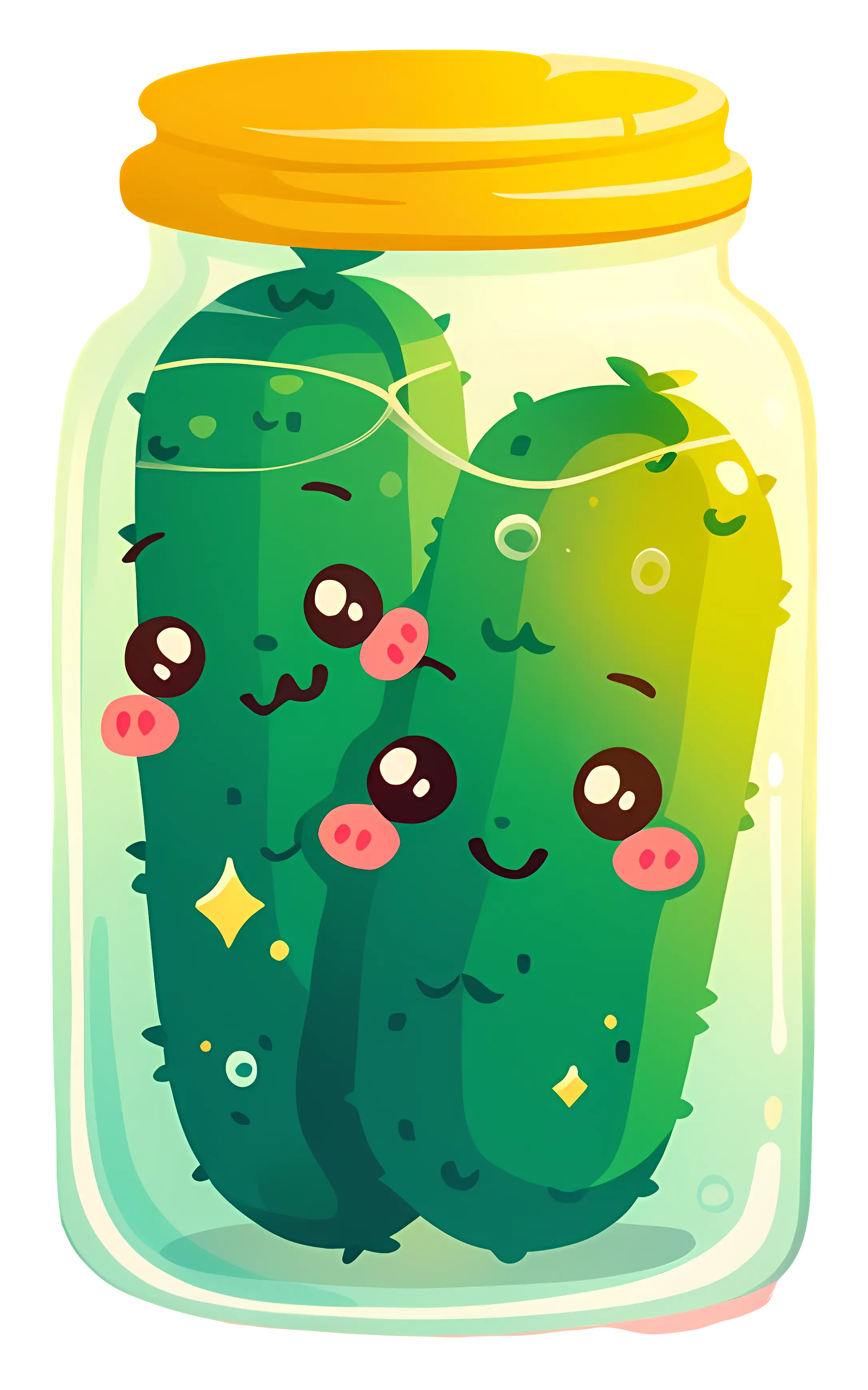 Adorable Cartoon Pickles in Jar