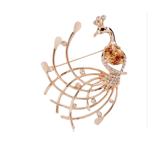Elegant Gold Peacock Brooch