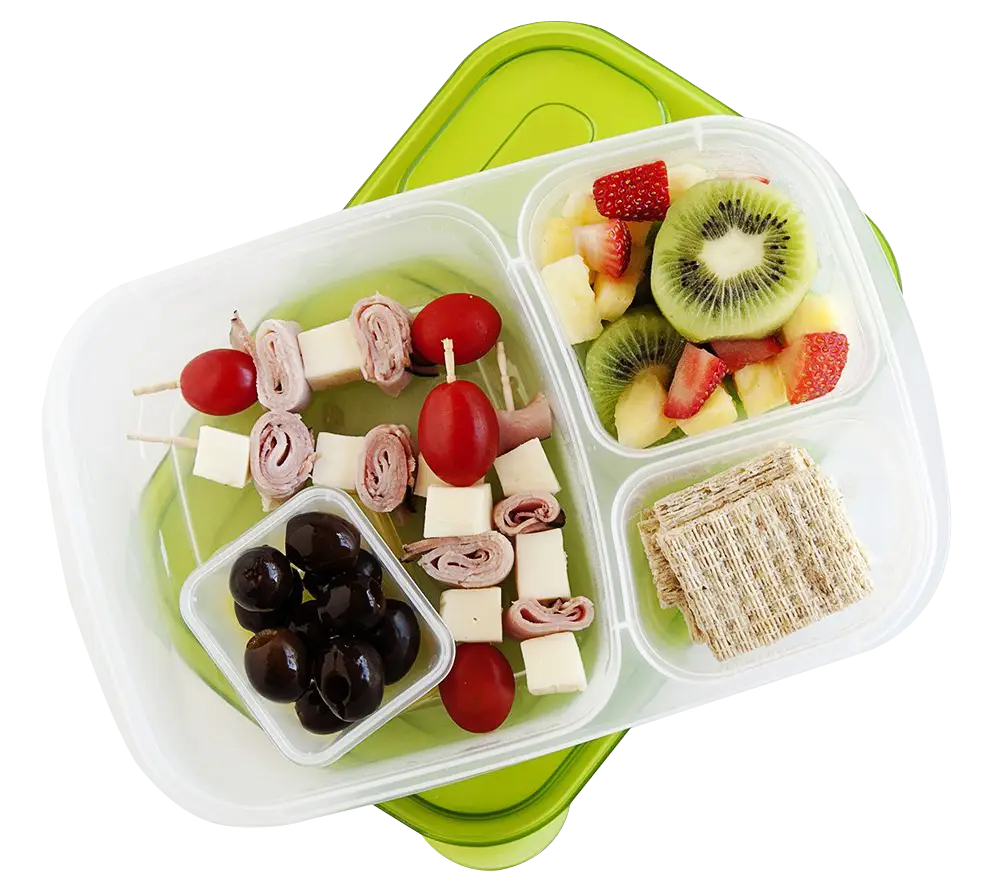 Healthy Lunch Box with Fruits and Snacks