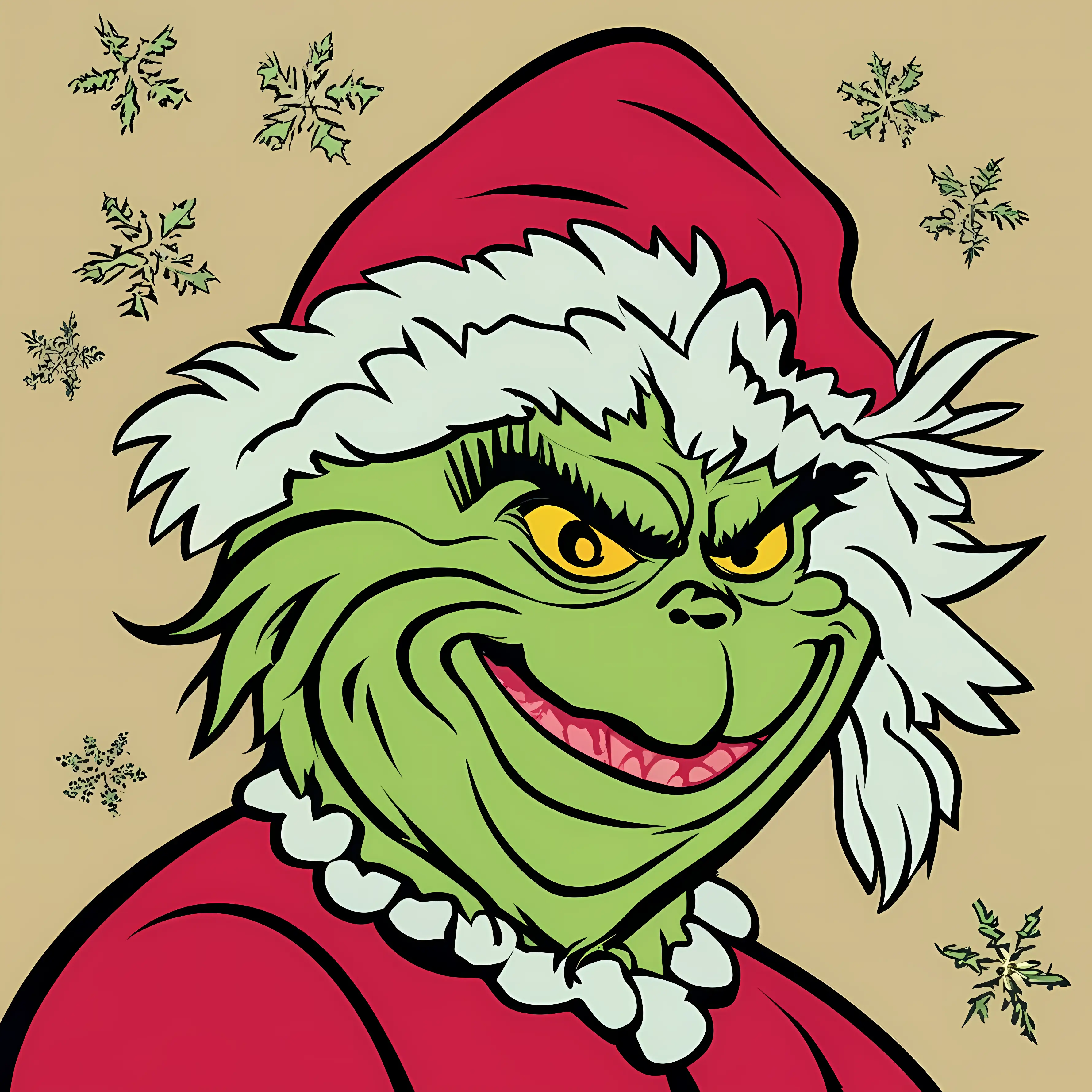 Green Mischievous Character with Santa Hat