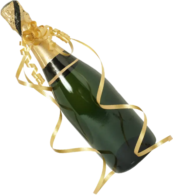 Champagne Bottle with Gold Ribbon