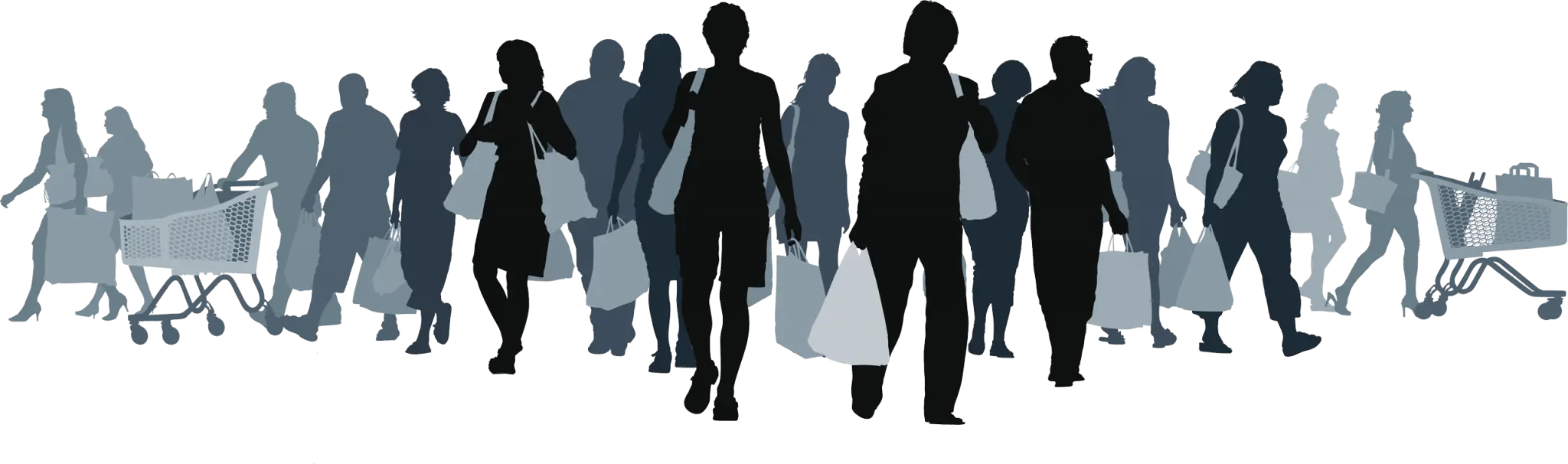 Silhouette of Shopping Crowd