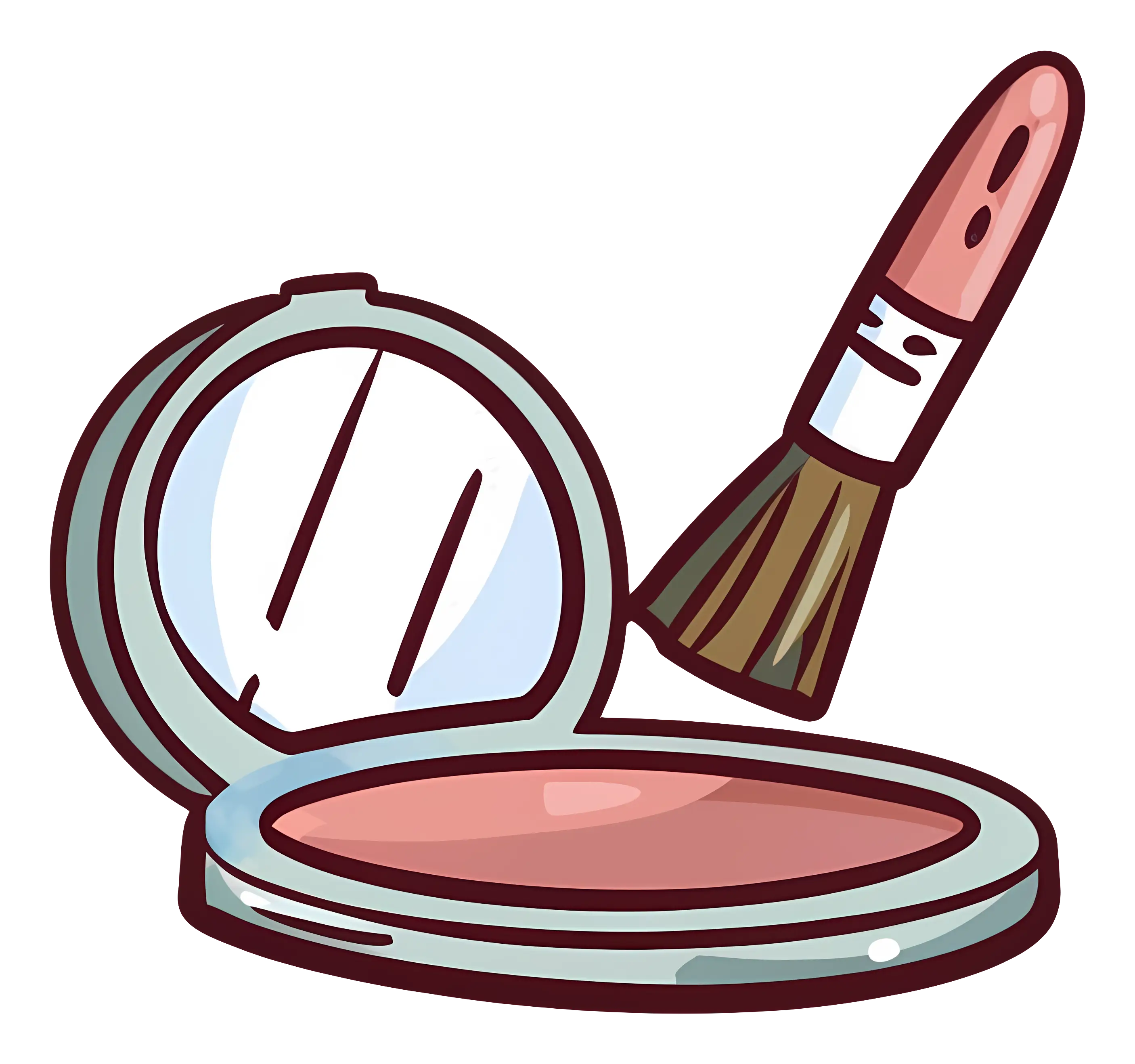 Makeup Compact with Brush Illustration