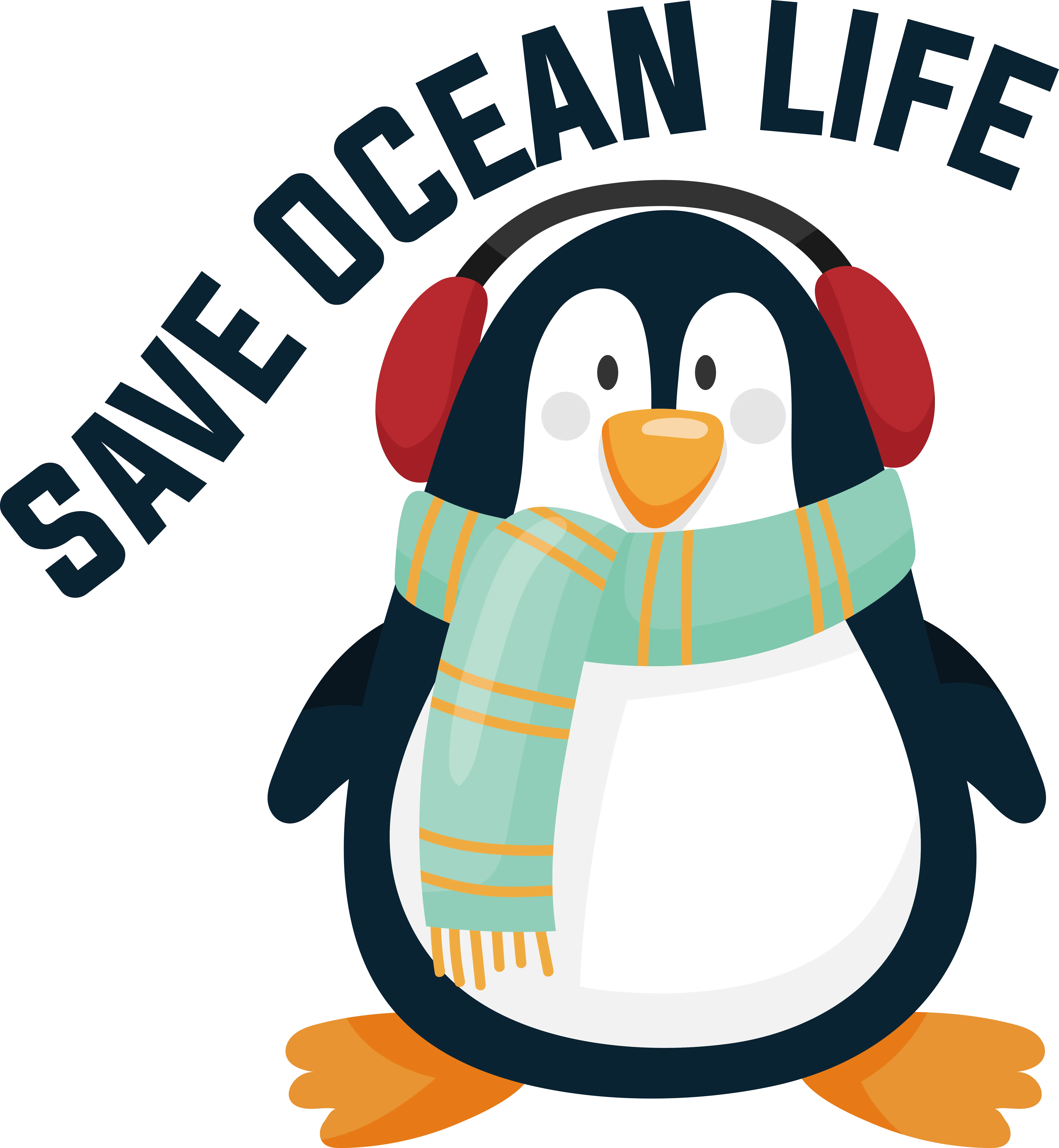Cute Penguin Advocating Ocean Conservation