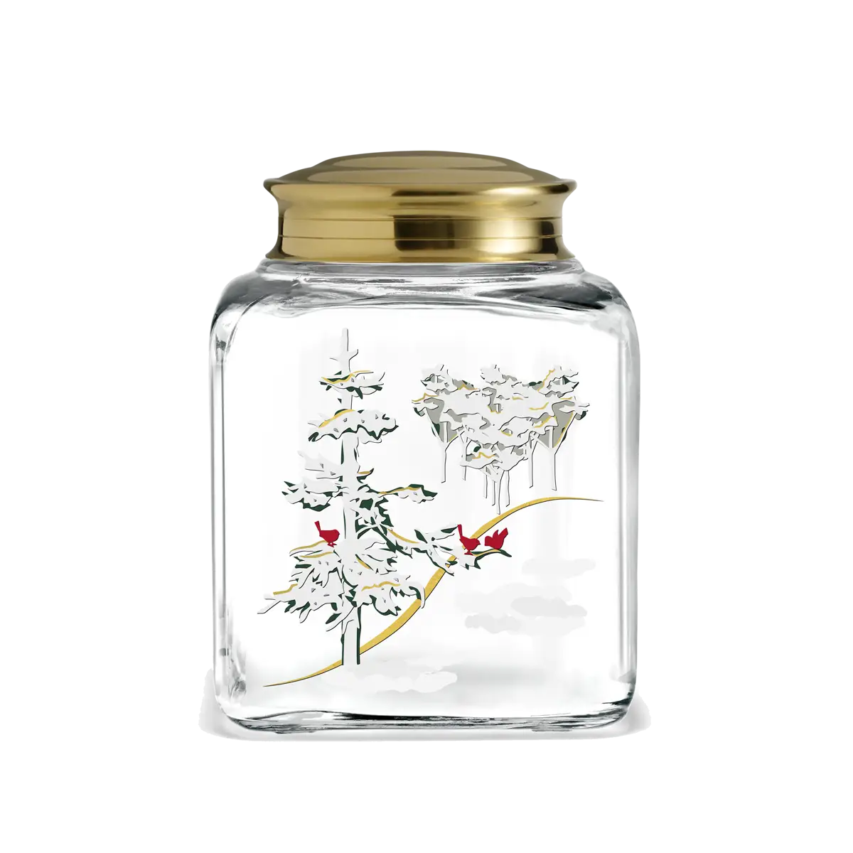 Decorative Glass Jar with Winter Scene