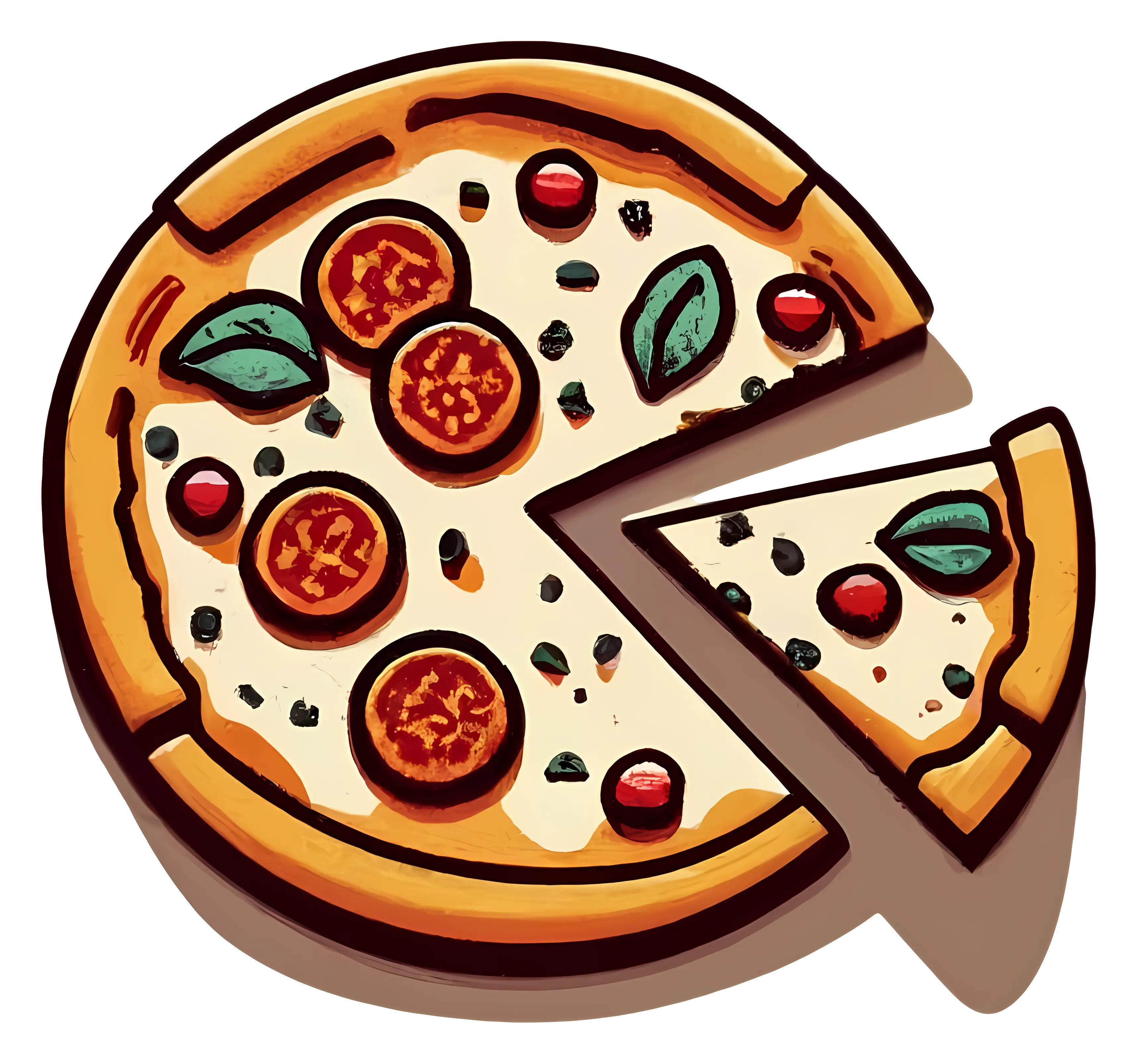 Pepperoni Pizza with Slice Illustration