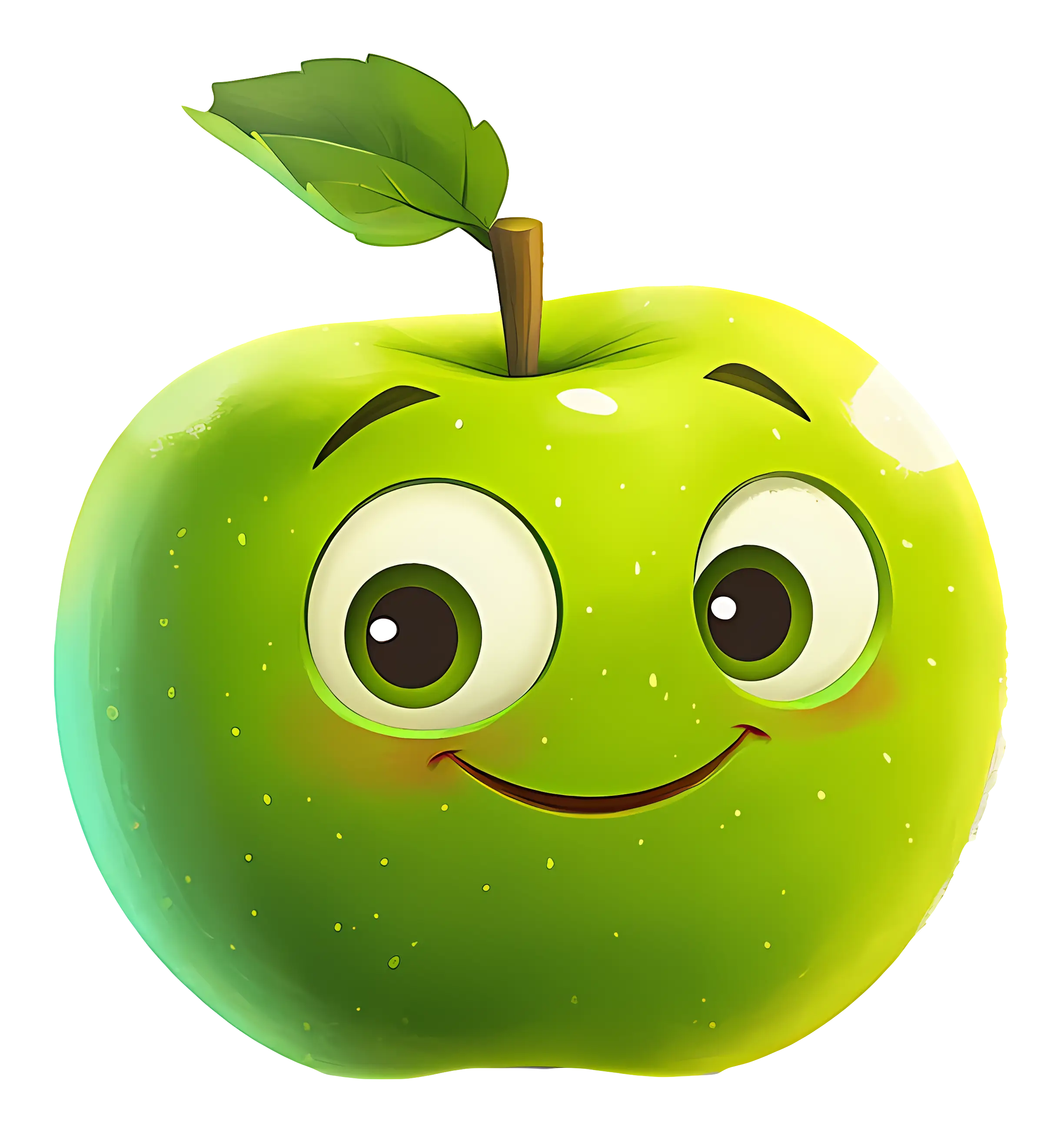 Smiling Green Apple Cartoon Illustration