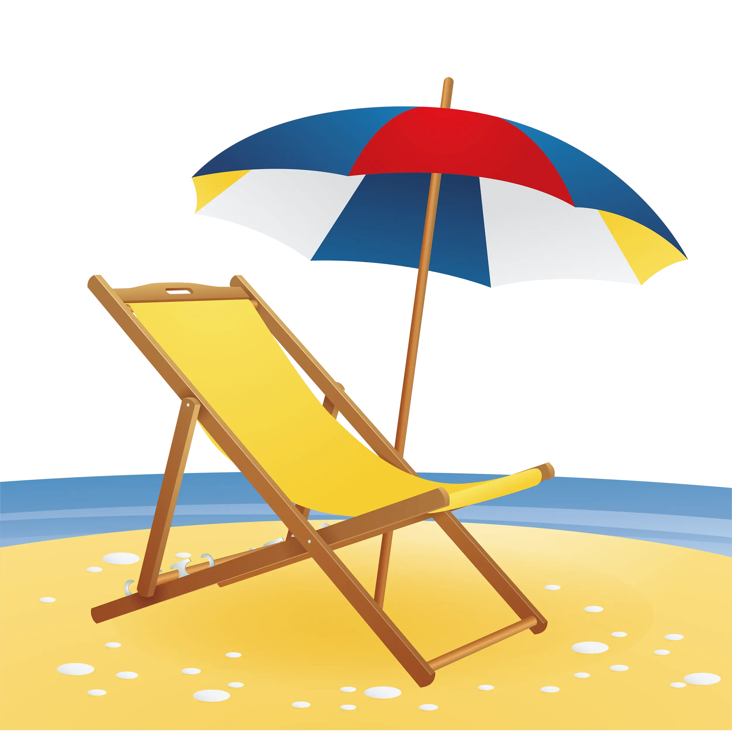 Coastal Scene with Beach Chair and Umbrella