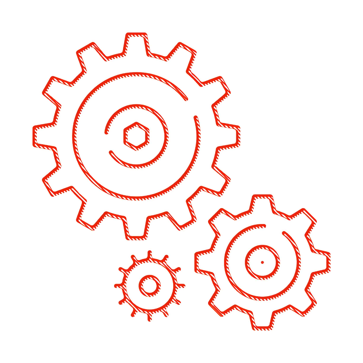 Red Stitched Gear Icon Design