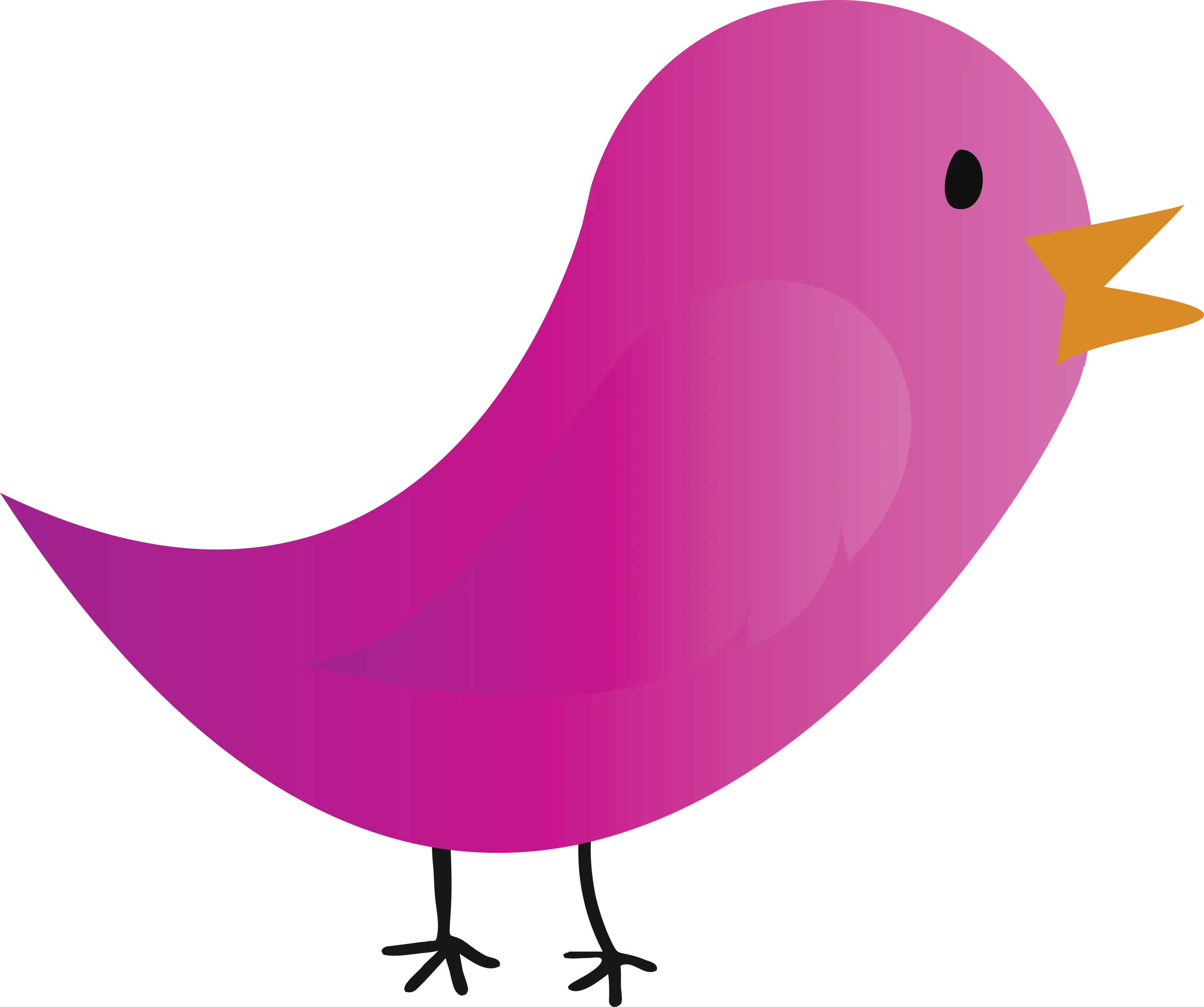 Purple Cartoon Bird Singing Cheerfully