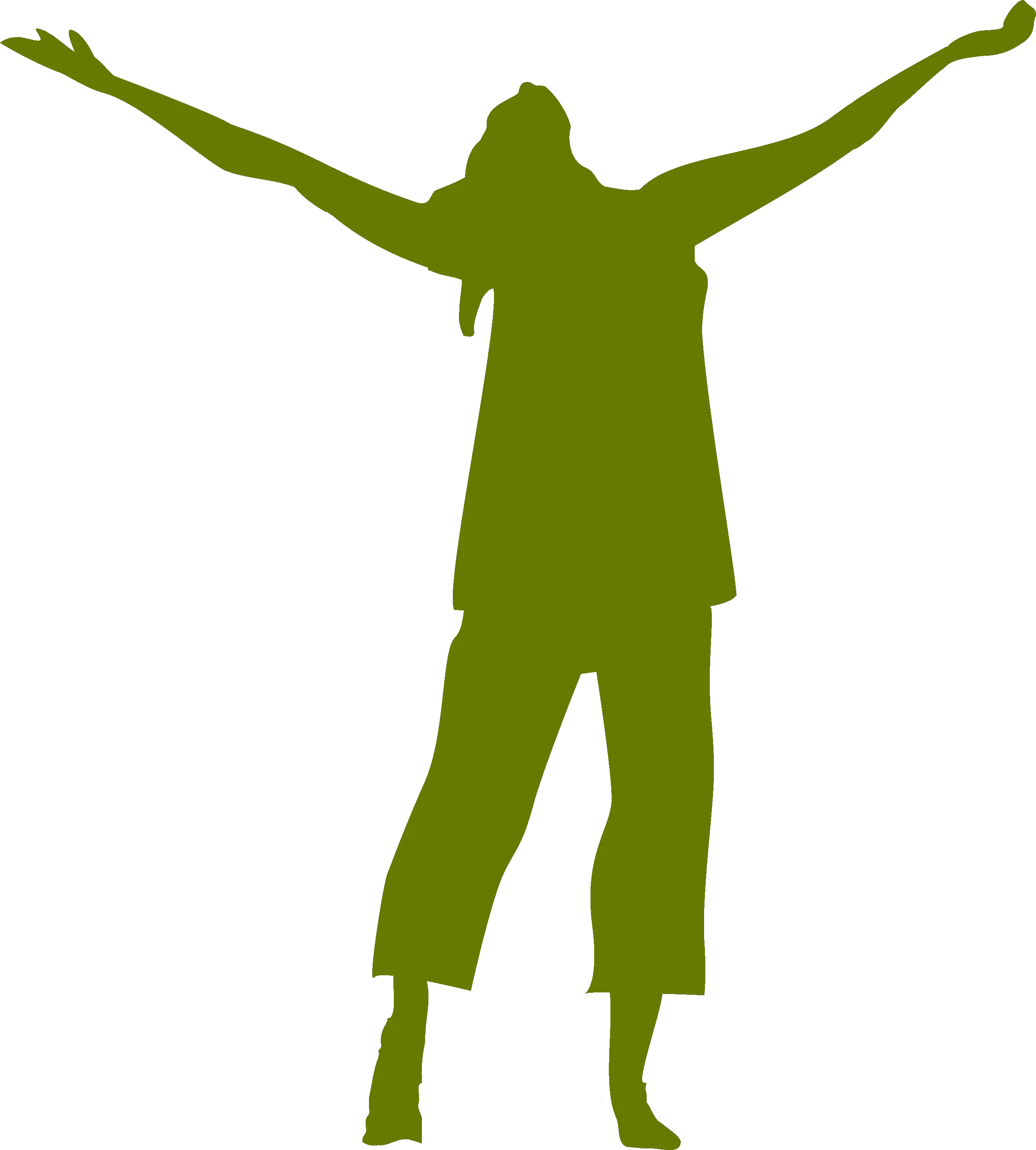 Green Silhouette of a Person in Joyful Pose