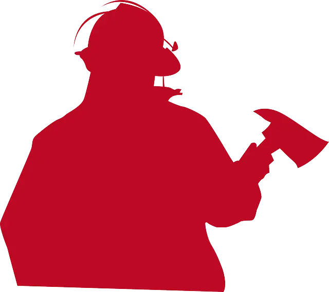 Silhouette of Firefighter with an Axe