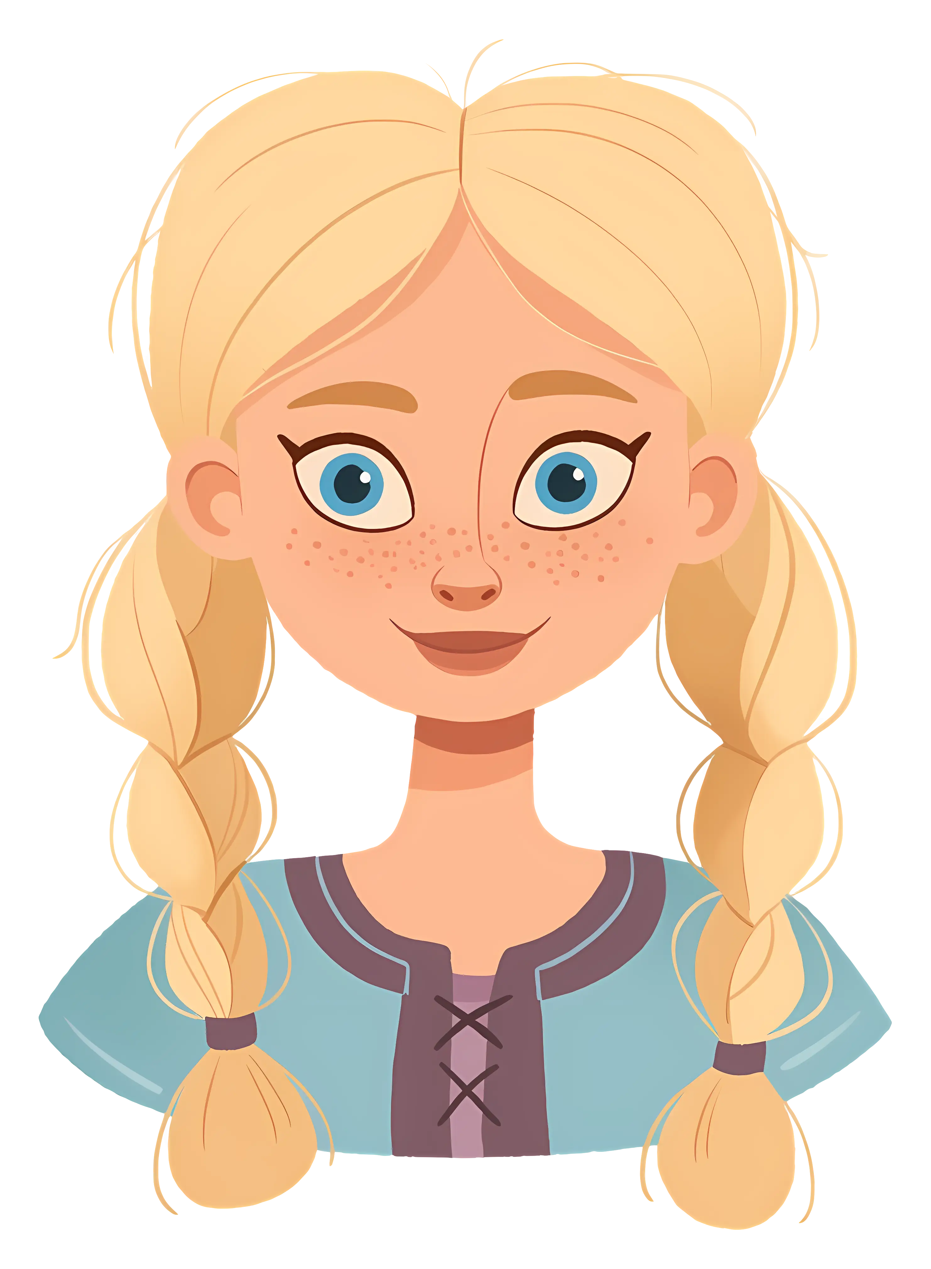 Blonde Girl with Braided Hair Illustration