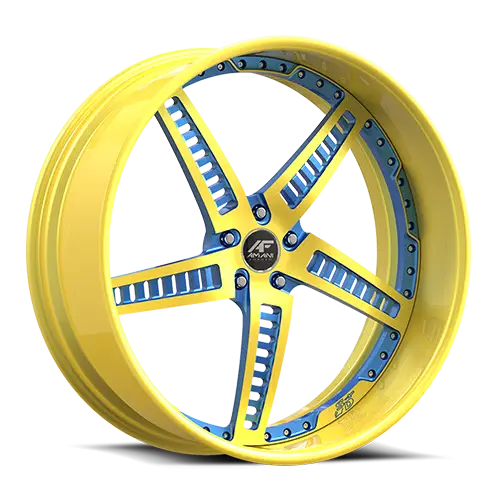 Stylish Yellow and Blue Car Rim Design