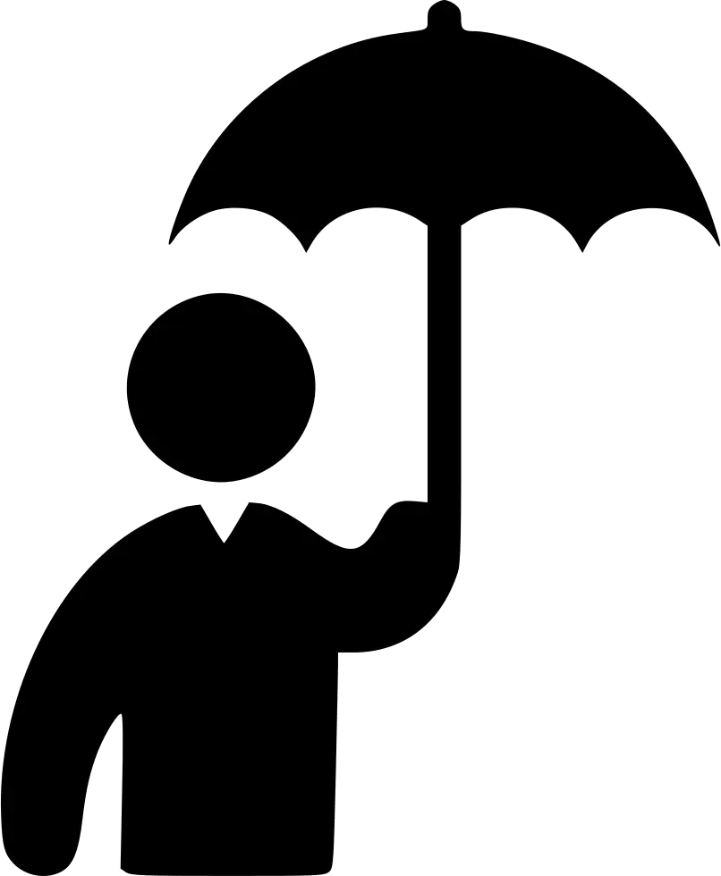 Black Icon of Person Holding Umbrella