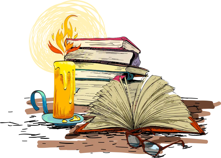 Books and Candle for Reading