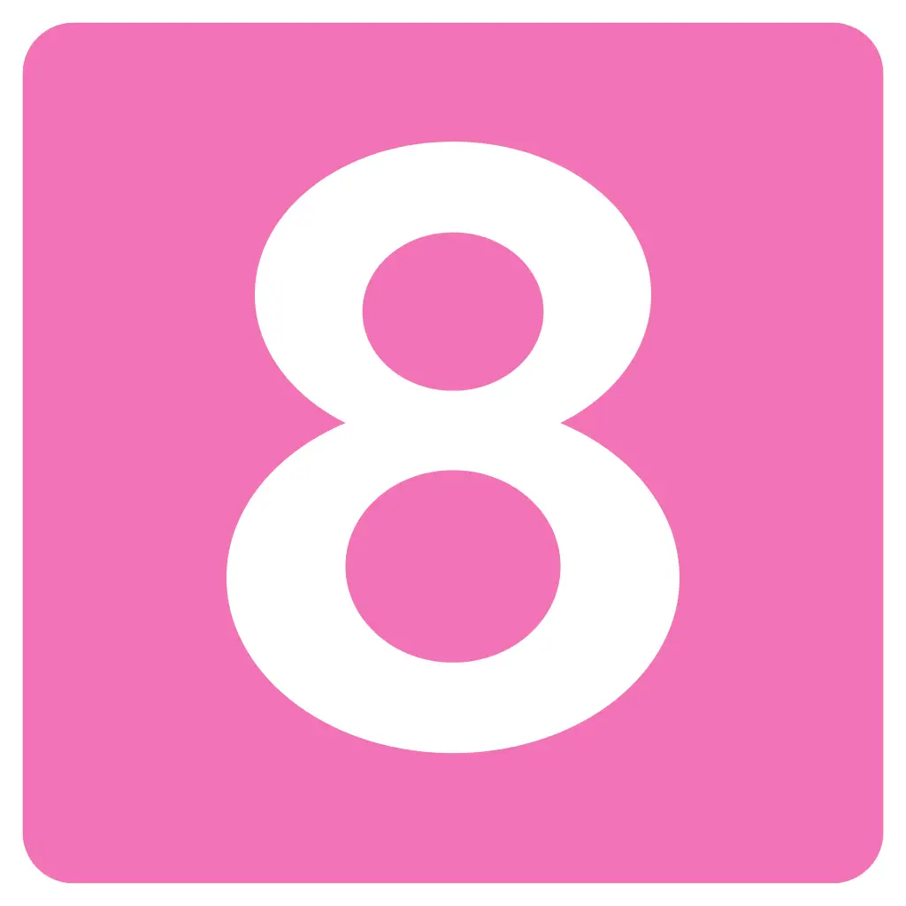 Pink Number Eight on Square Background